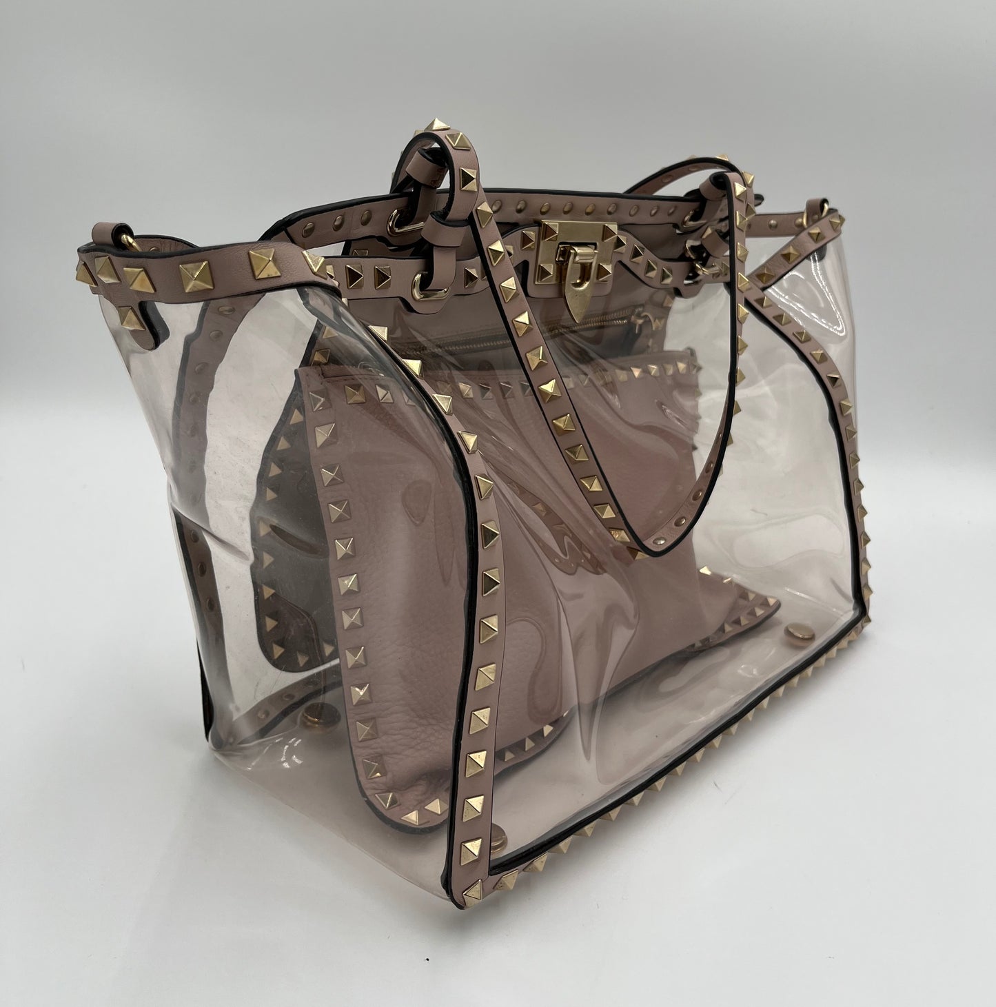 Valentino Rockstud Flat Pouch-Blush Taupe : Large