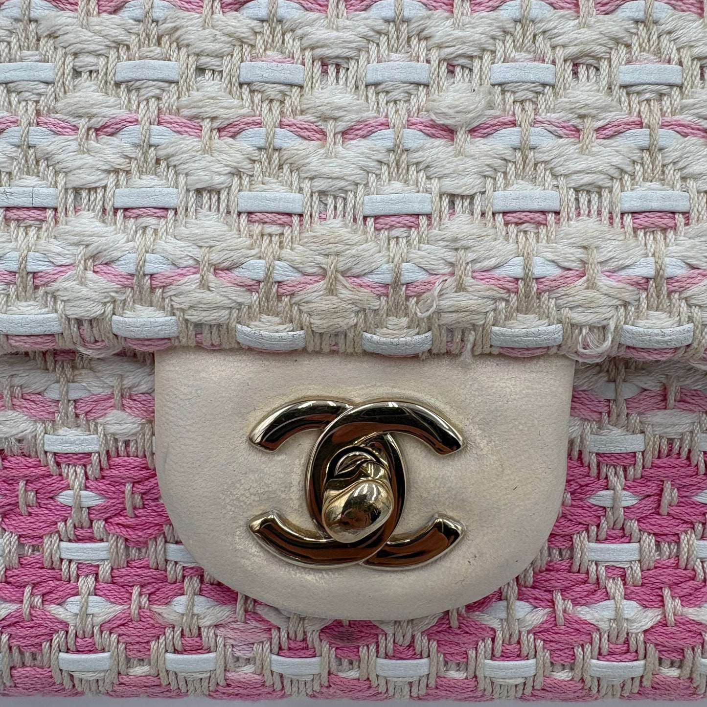 2019 Chanel Pink Tweed Single Flap Bag
