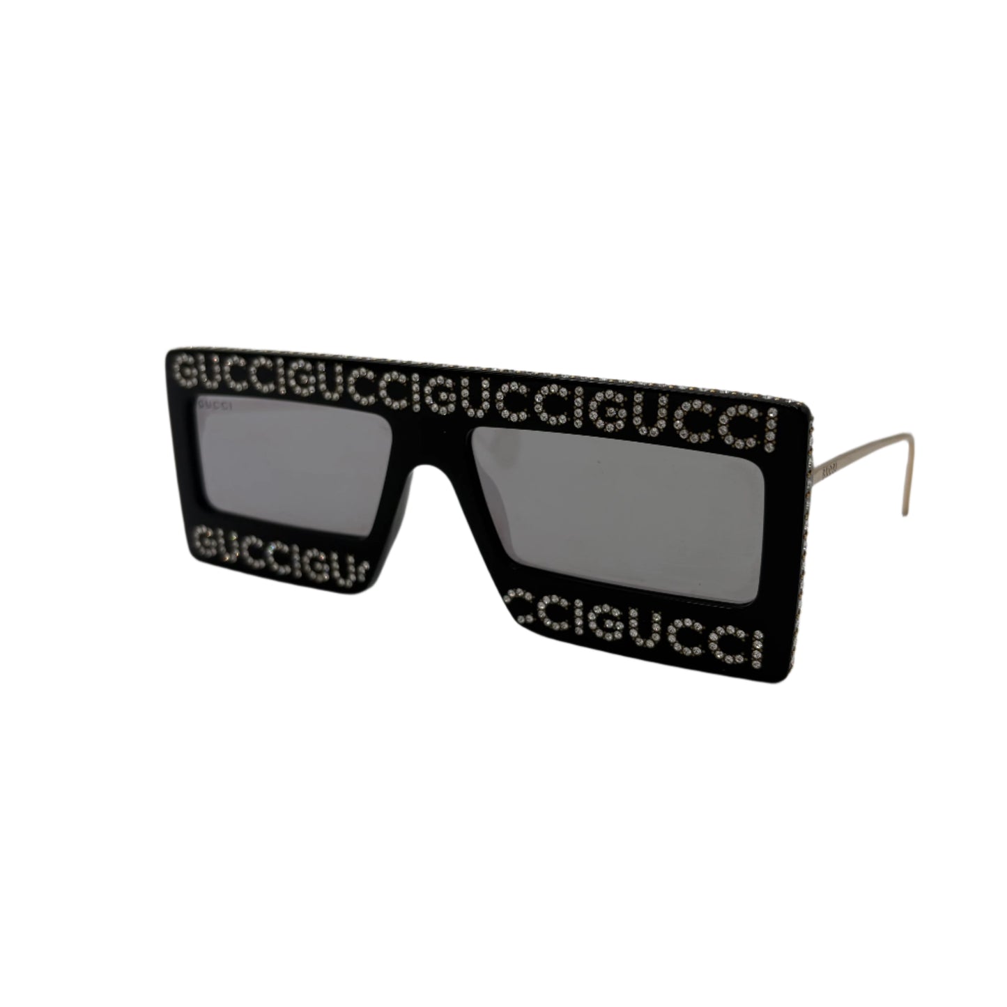 GUCCI Black Gold Hollywood Forever Crystal Sunglasses