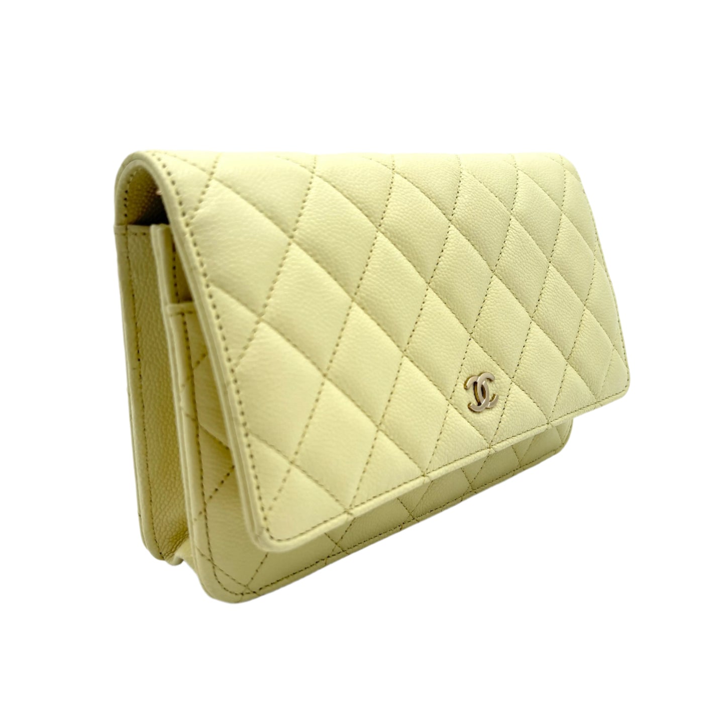 MIB 2023 Chanel Caviar Light Yellow Wallet On Chain WOC