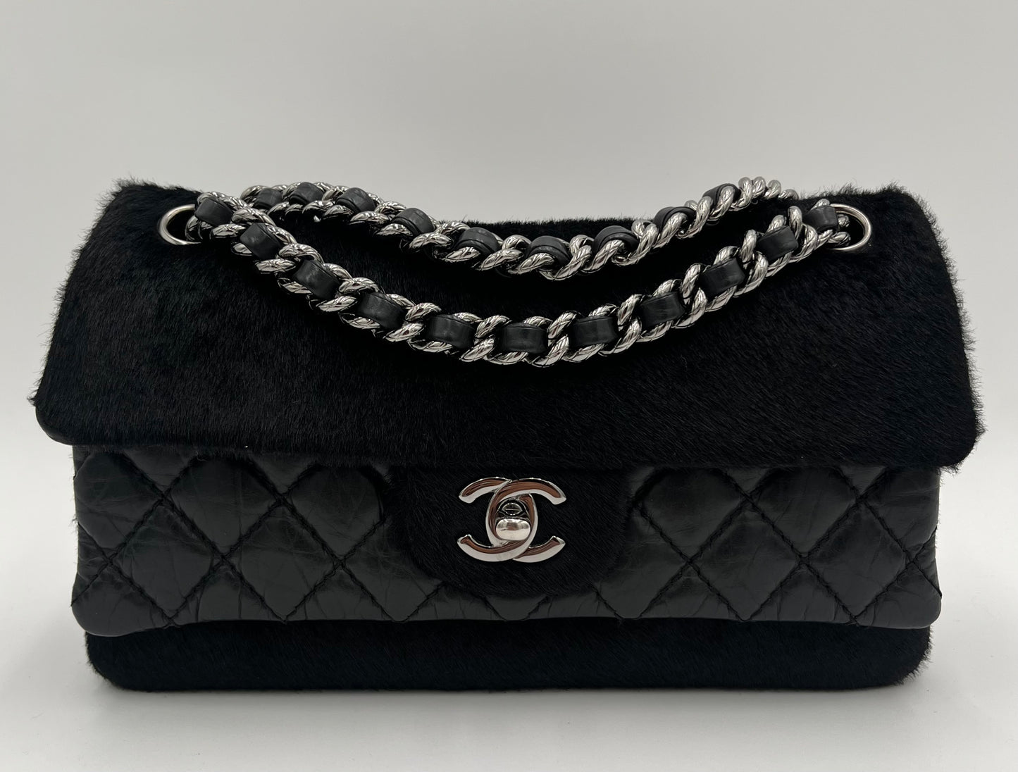 Chanel Miss Pony Double Flap-Black Calf : Medium