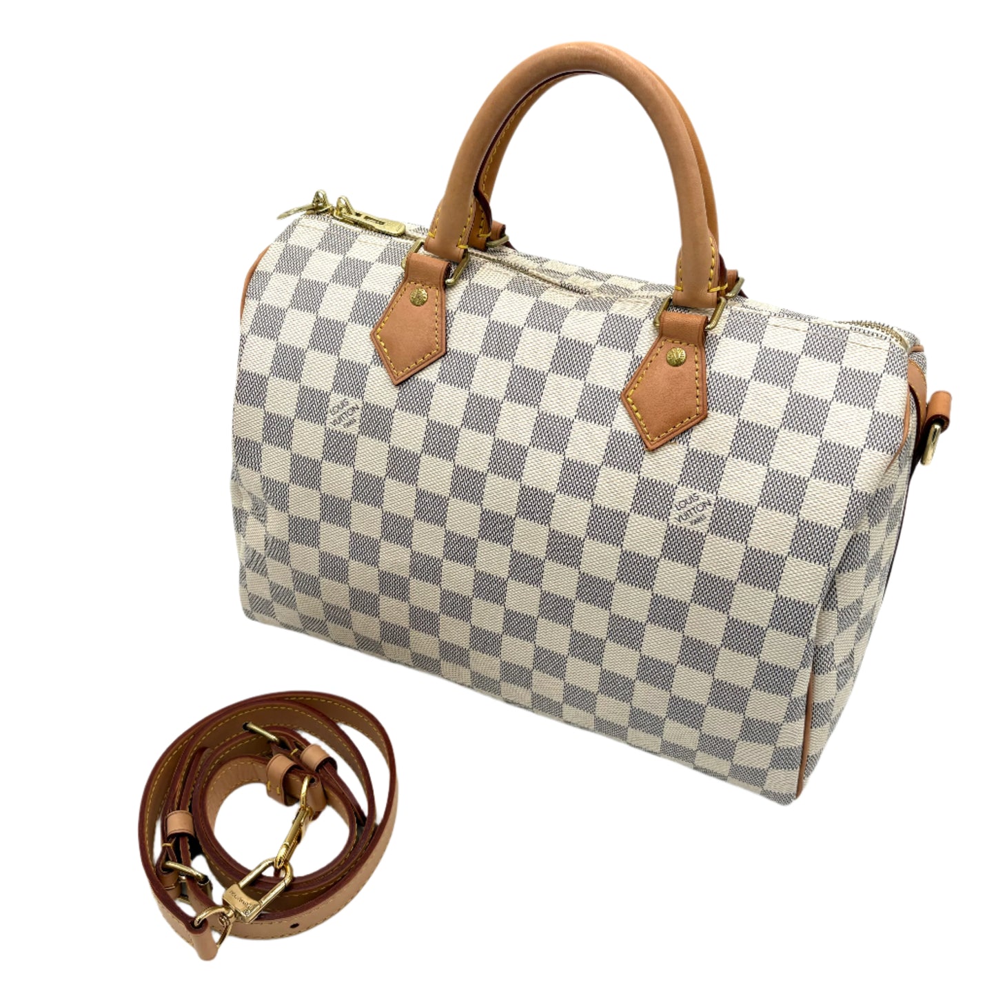 Chipped Louis Vuitton Speedy 30 Bandouliere Azur