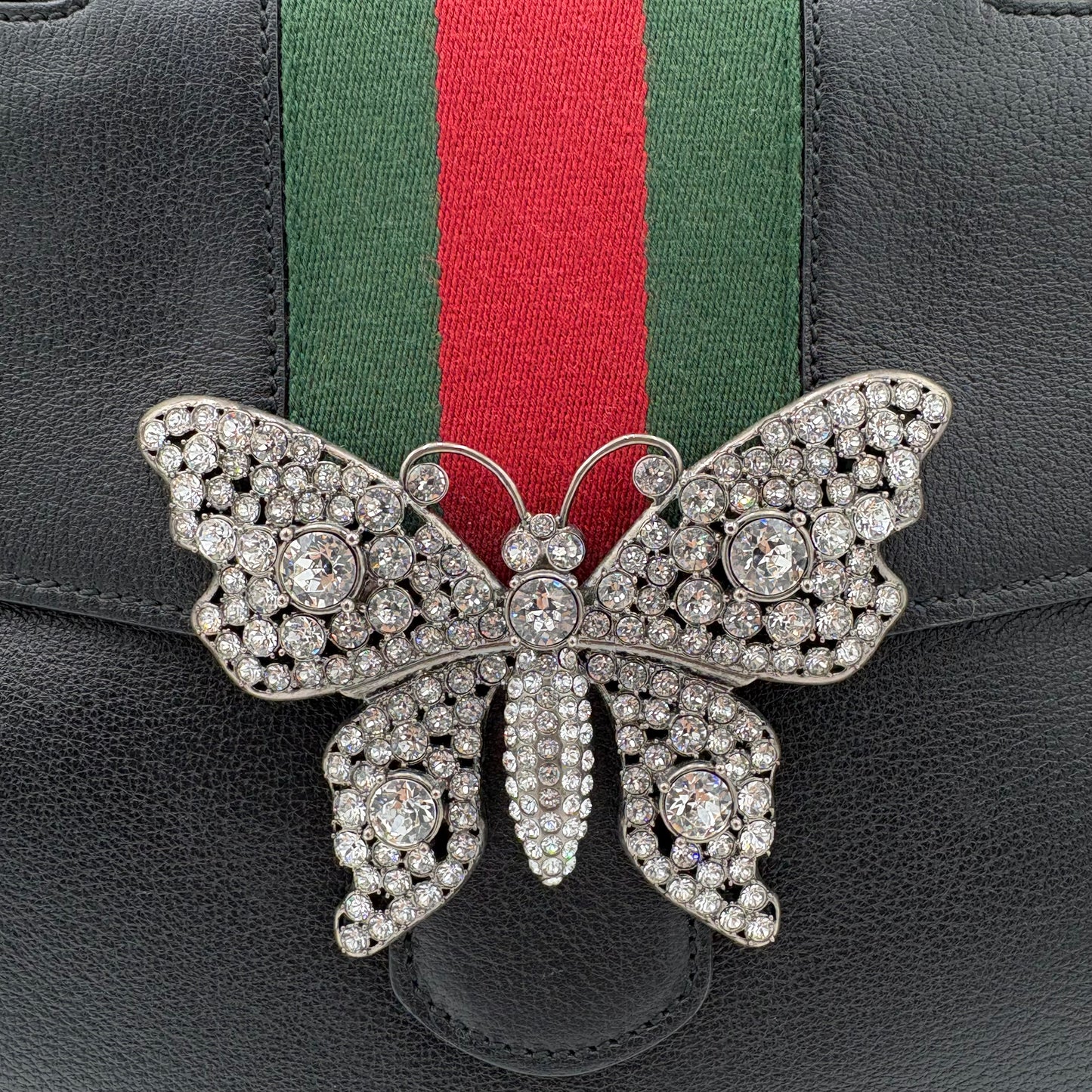 Gucci Crystal Butterfly Linea-Black : Large