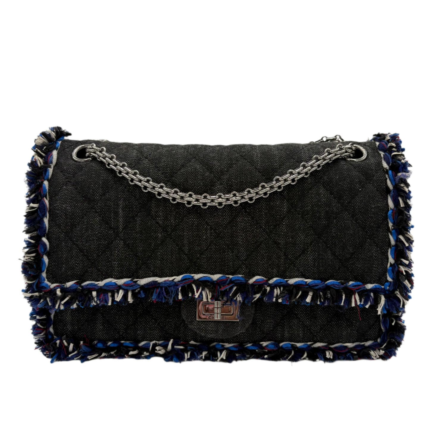 2017 Chanel Reissue 2.55 Denim and Fringe Double Flap Bag