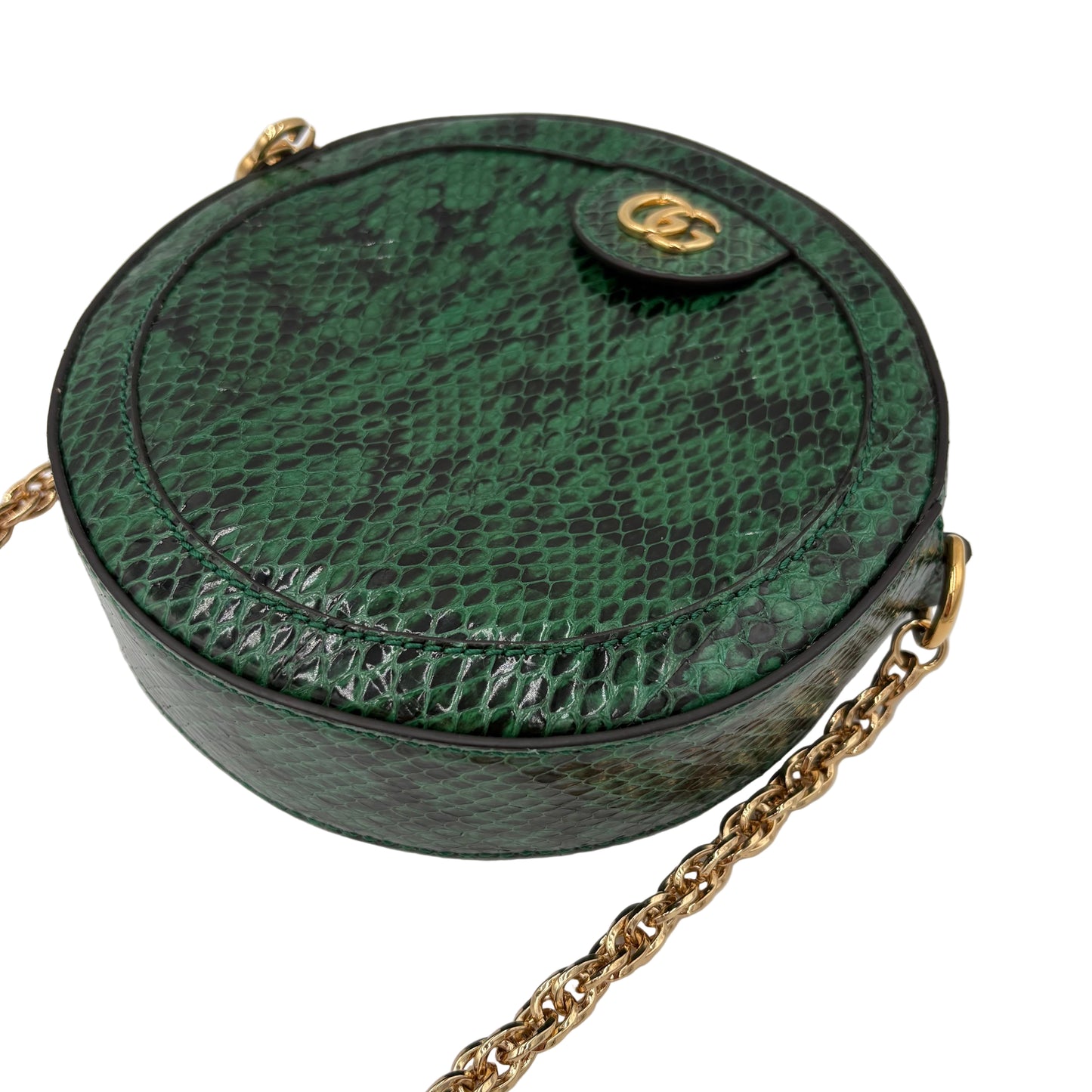 Gucci Round Gg Marmont Green Python Crossbody