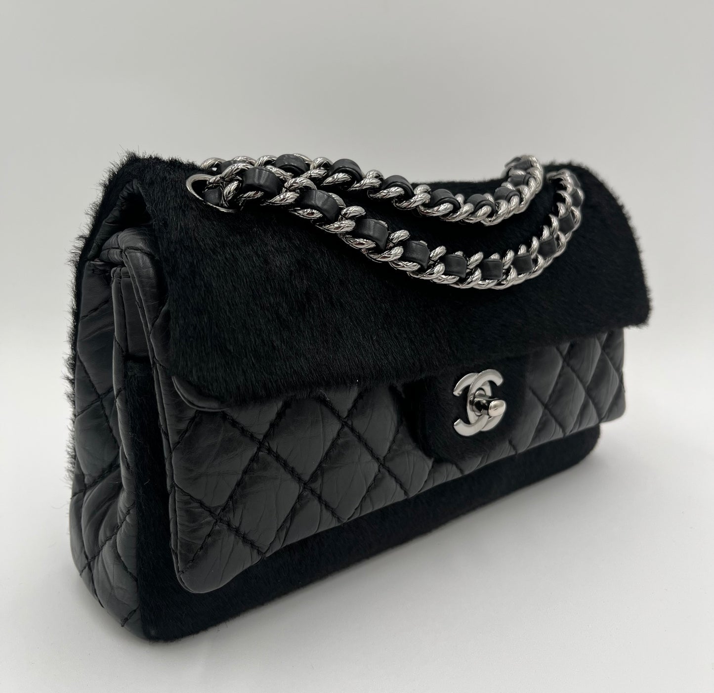 Chanel Miss Pony Double Flap-Black Calf : Medium