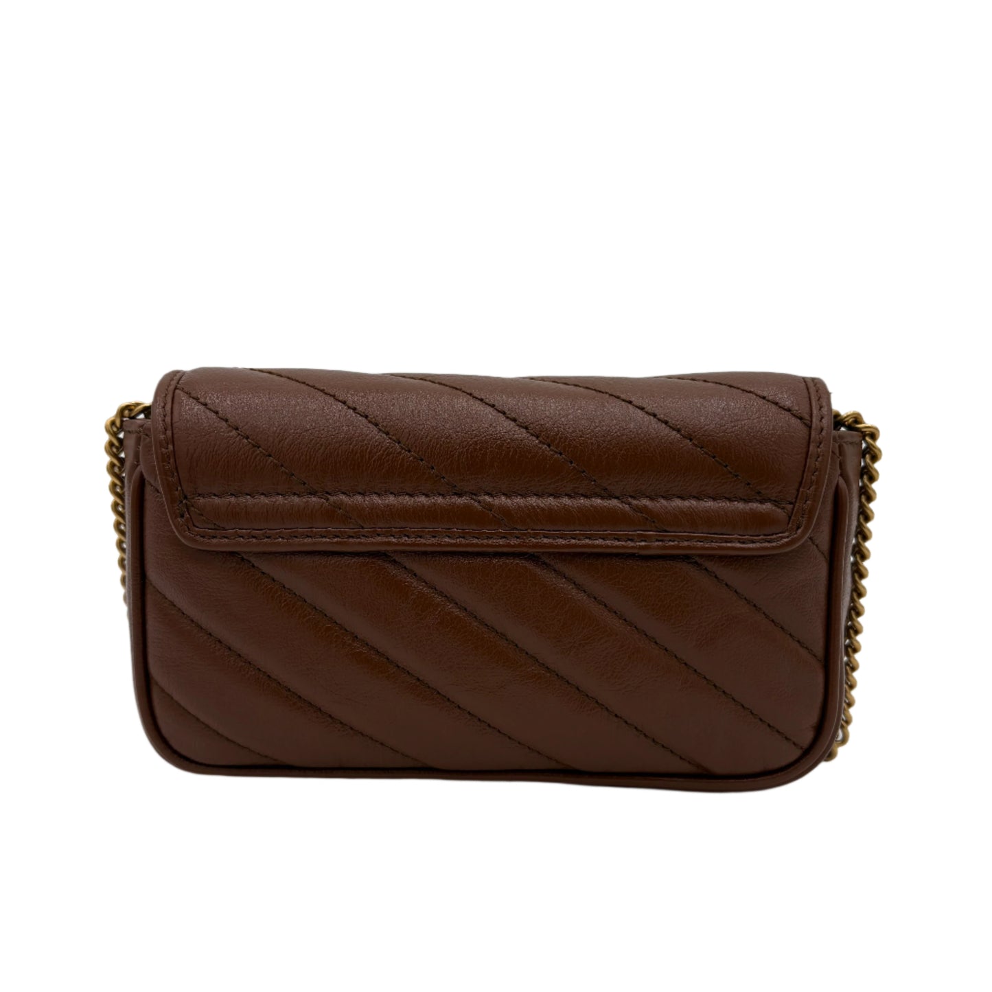 Gucci Super Mini Diagonal Crossbody Marmont - Brown