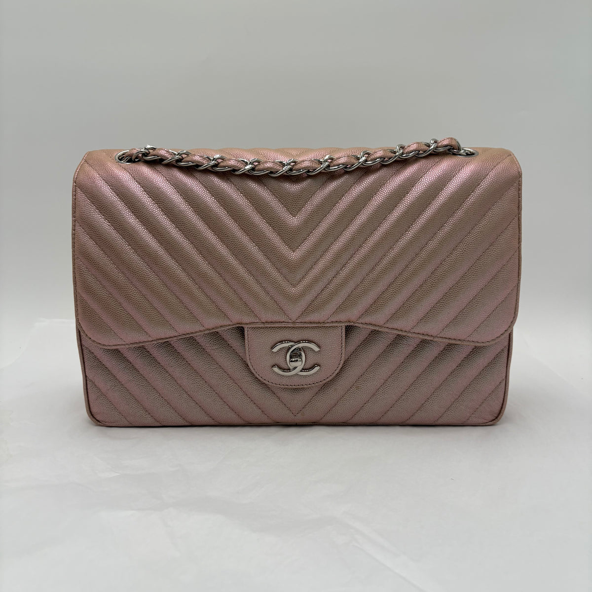 2017 Chanel Double Flap Jumbo Caviar Bag