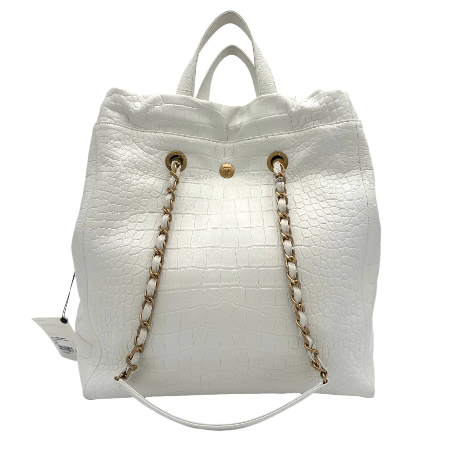 2019 Chanel Crocodile Embossed Large Tote: White
