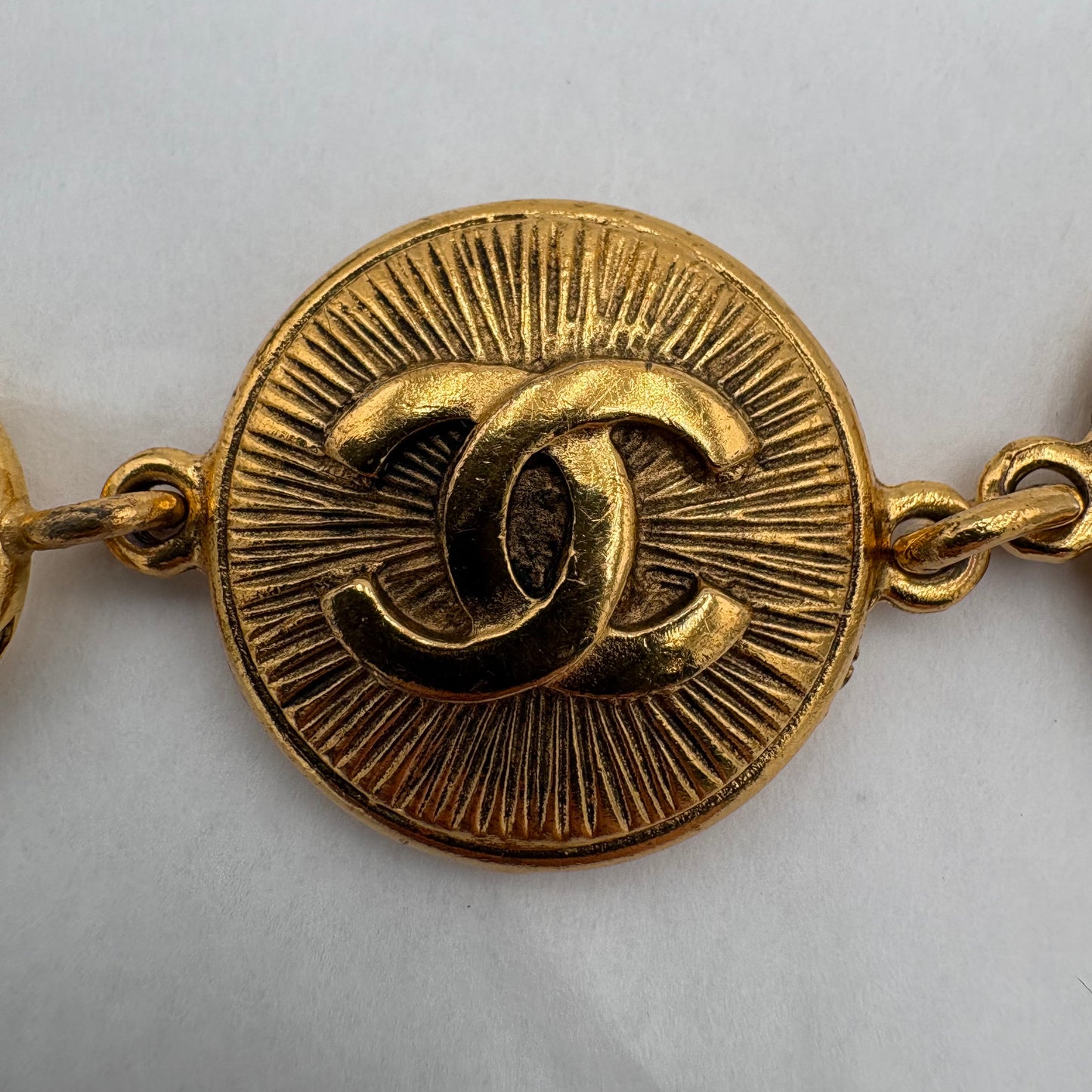 Vintage Chanel CC Cambon Gold Plated Logo Bracelet