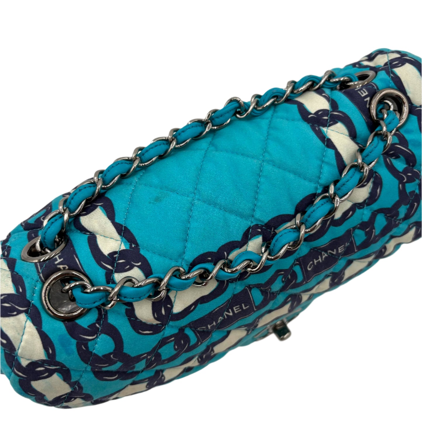 Chanel Silk Chain Printed Flap-Blue : Medium