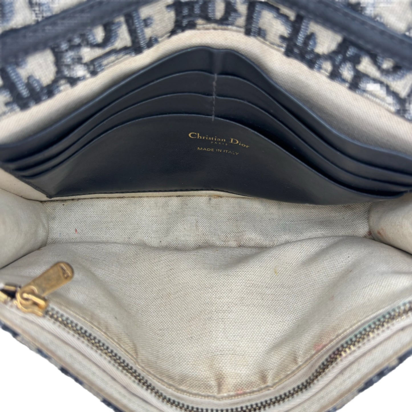 Saddle Pouch with Chain Blue Dior Oblique Jacquard