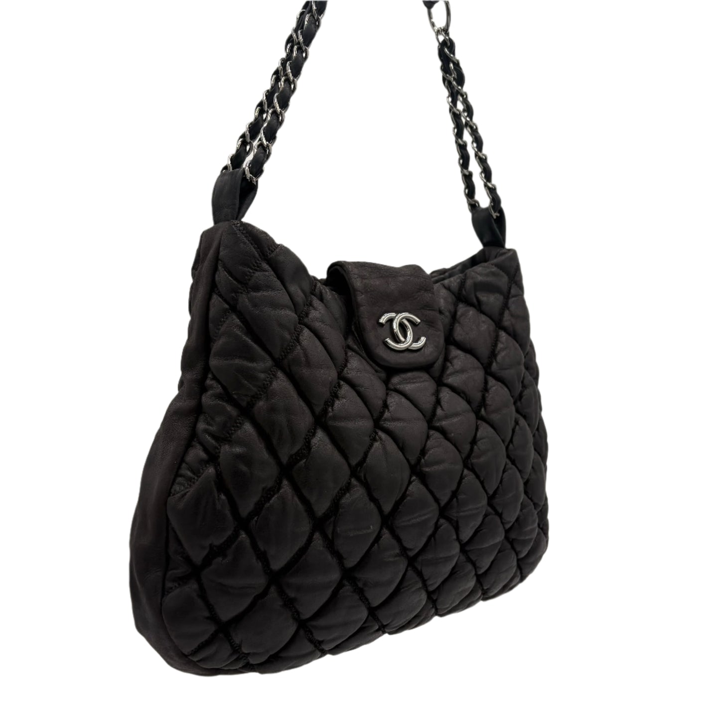 2009 Chanel Bubble Quilted Lambskin Hobo Bag