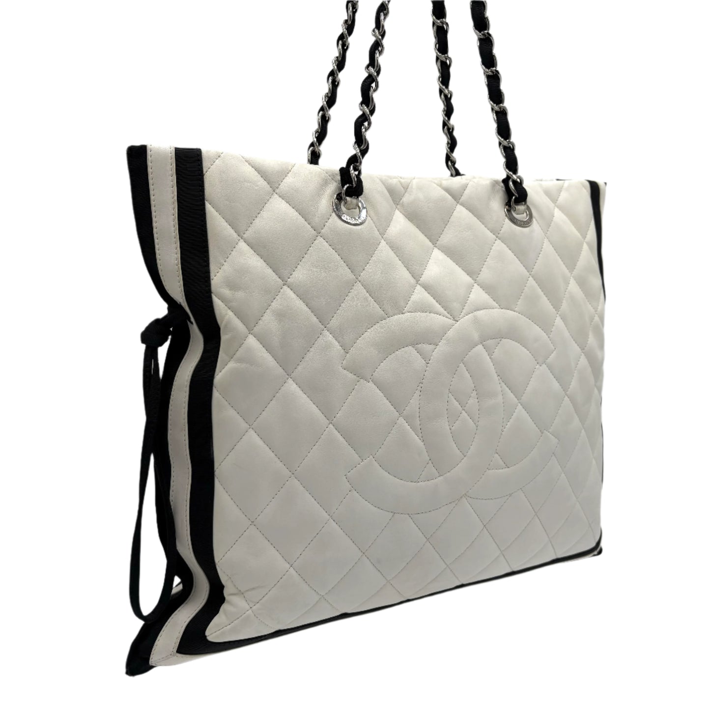 2010 Chanel Lambskin & Grosgrain CC Drawsting Tote