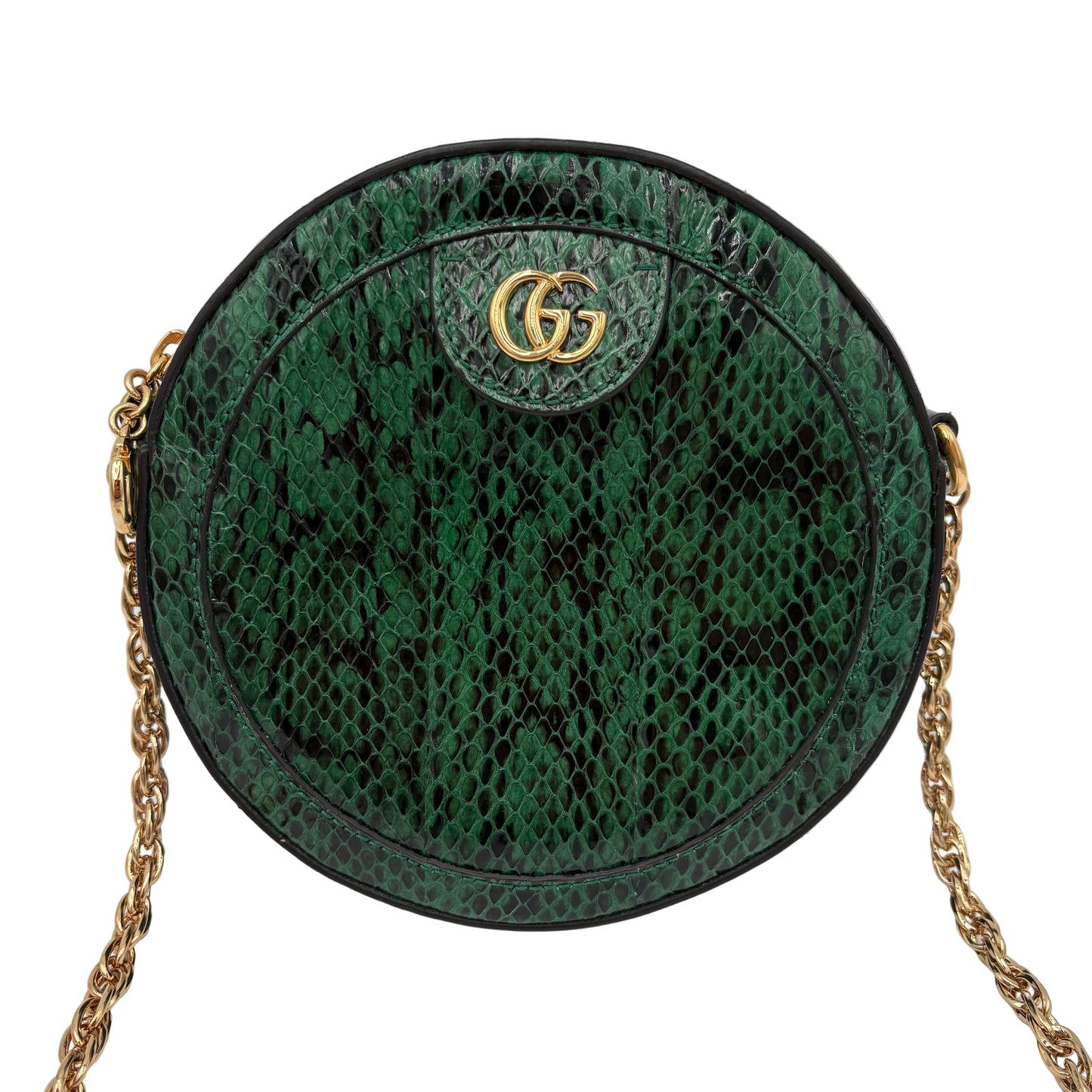 Gucci Round Gg Marmont Green Python Crossbody