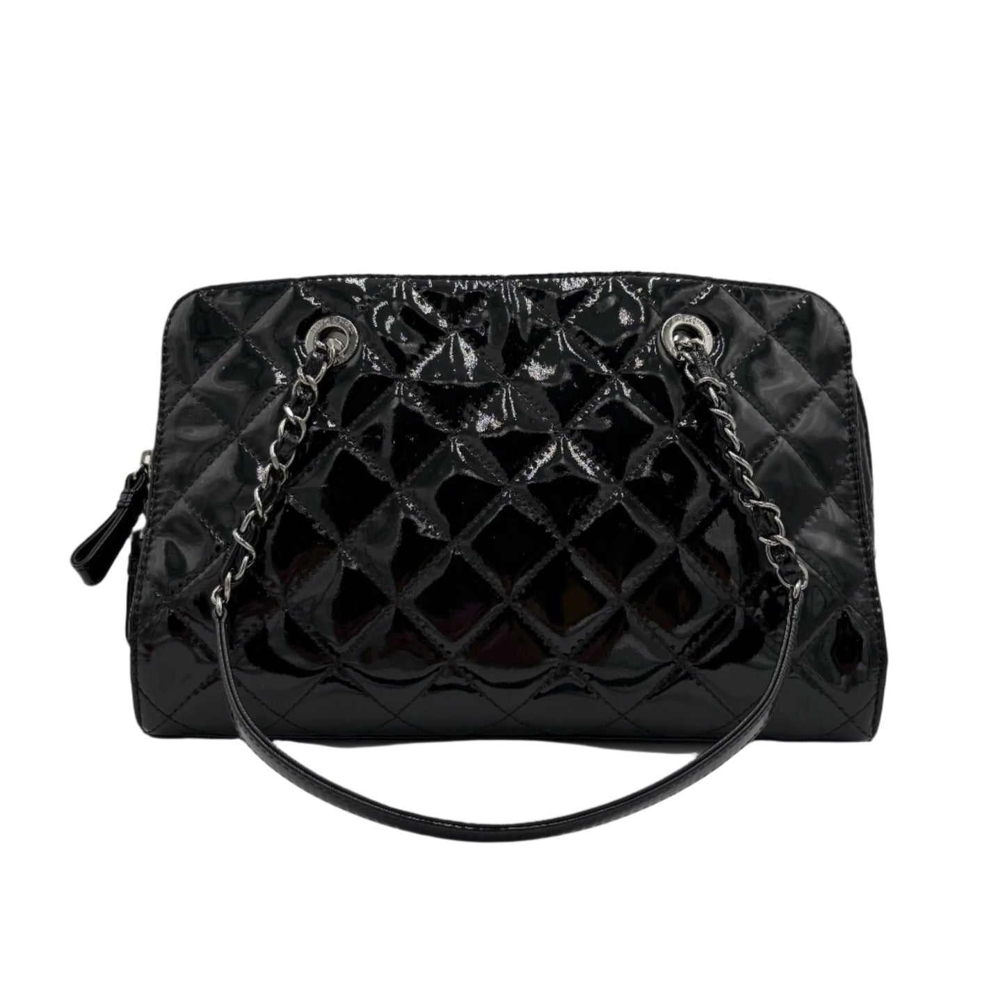 Chanel Patent zip Shopping Bag-Black