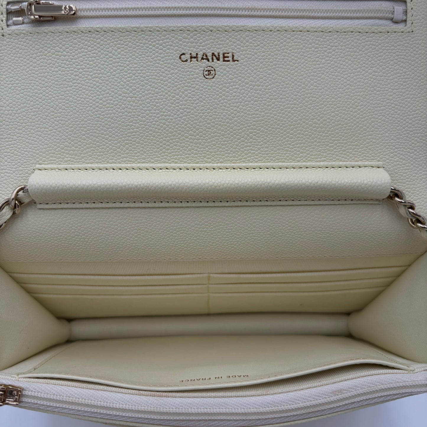 MIB 2023 Chanel Caviar Light Yellow Wallet On Chain WOC