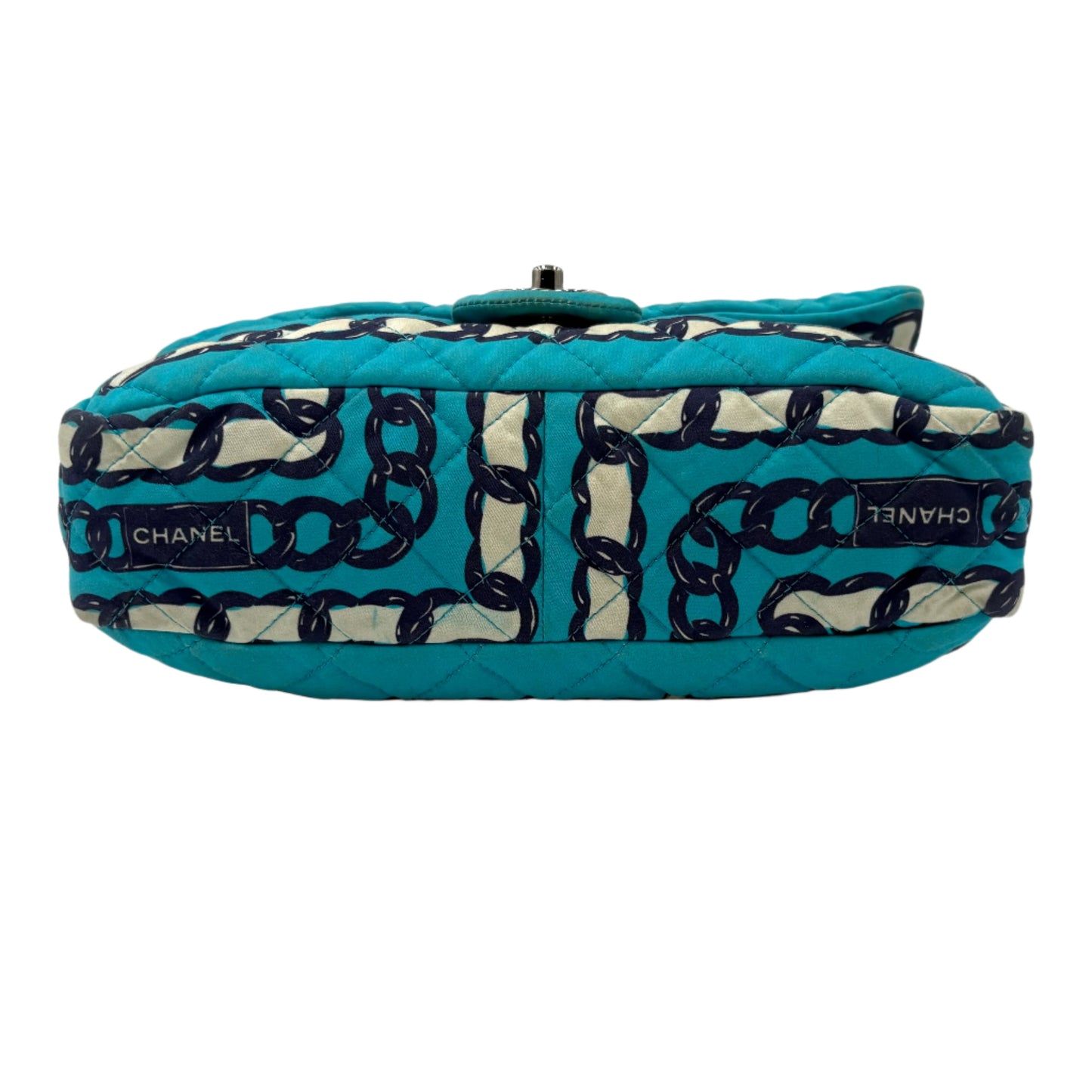 Chanel Silk Chain Printed Flap-Blue : Medium