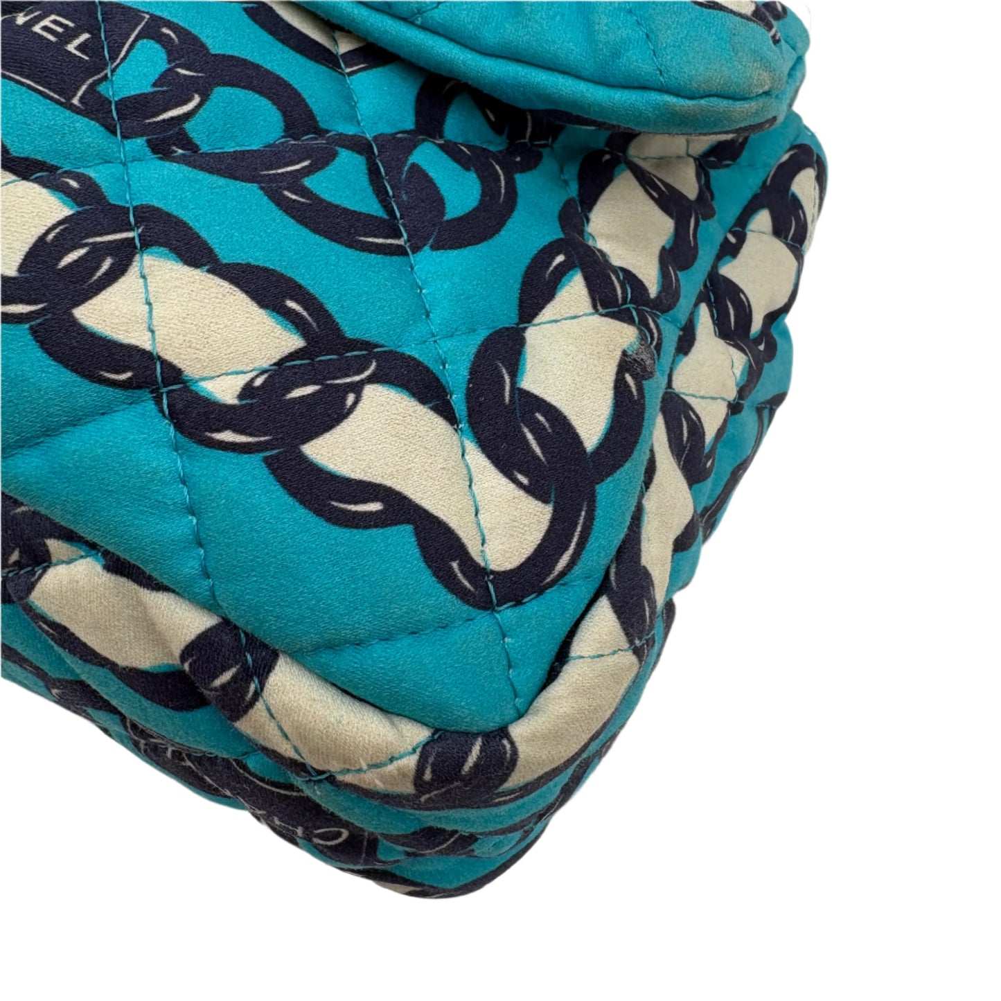 Chanel Silk Chain Printed Flap-Blue : Medium