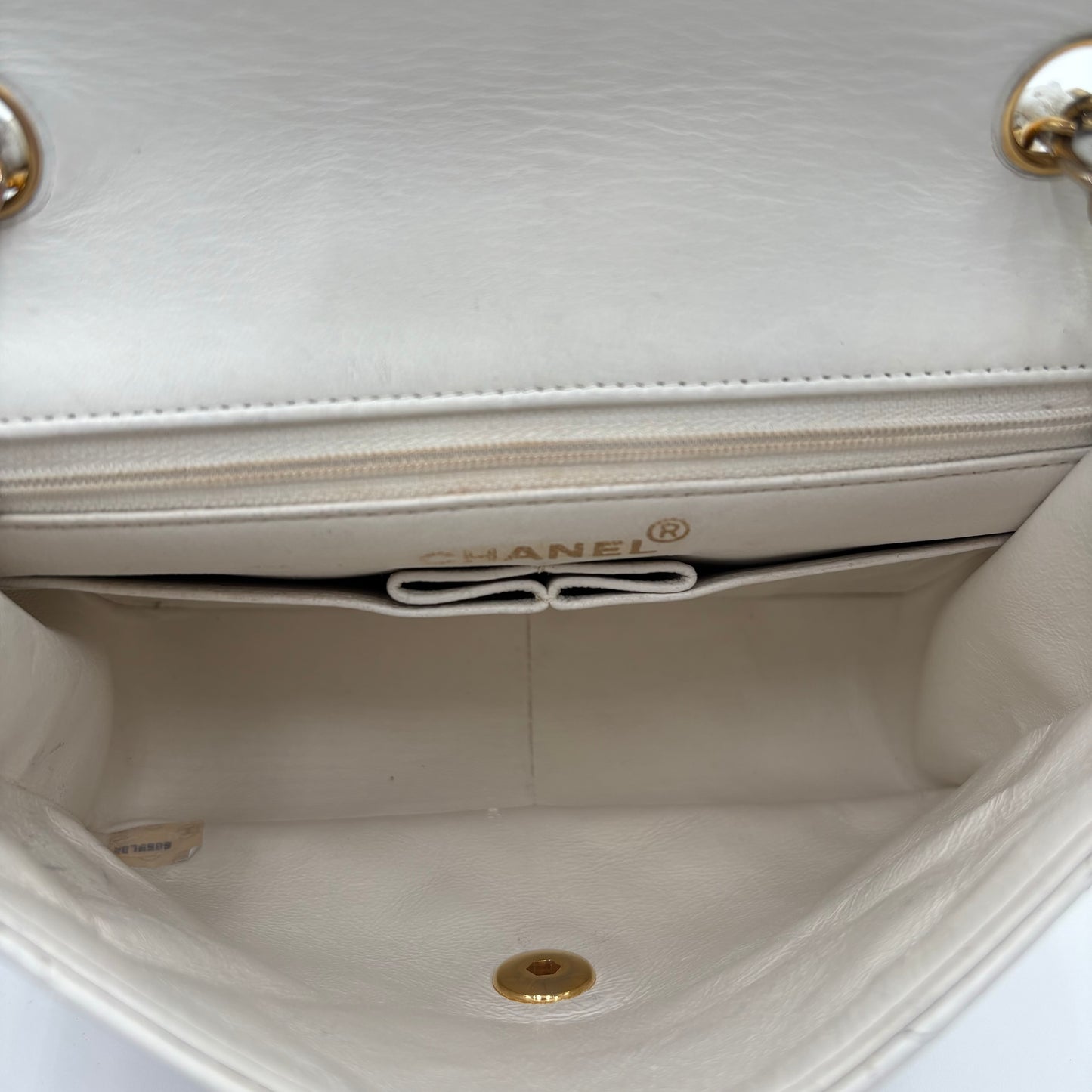 1991-94 Chanel Mini Single Flap White Lambskin Bag