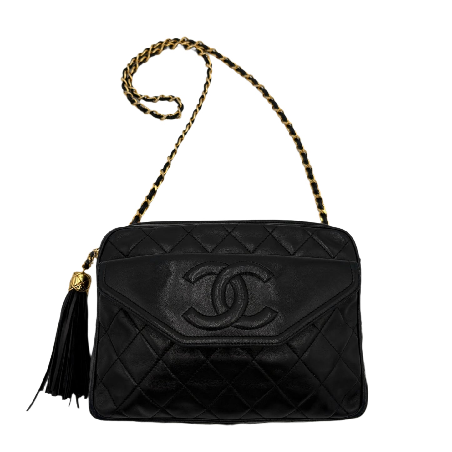 1989-1991 Chanel Lambskin Camera Bag with Tassel