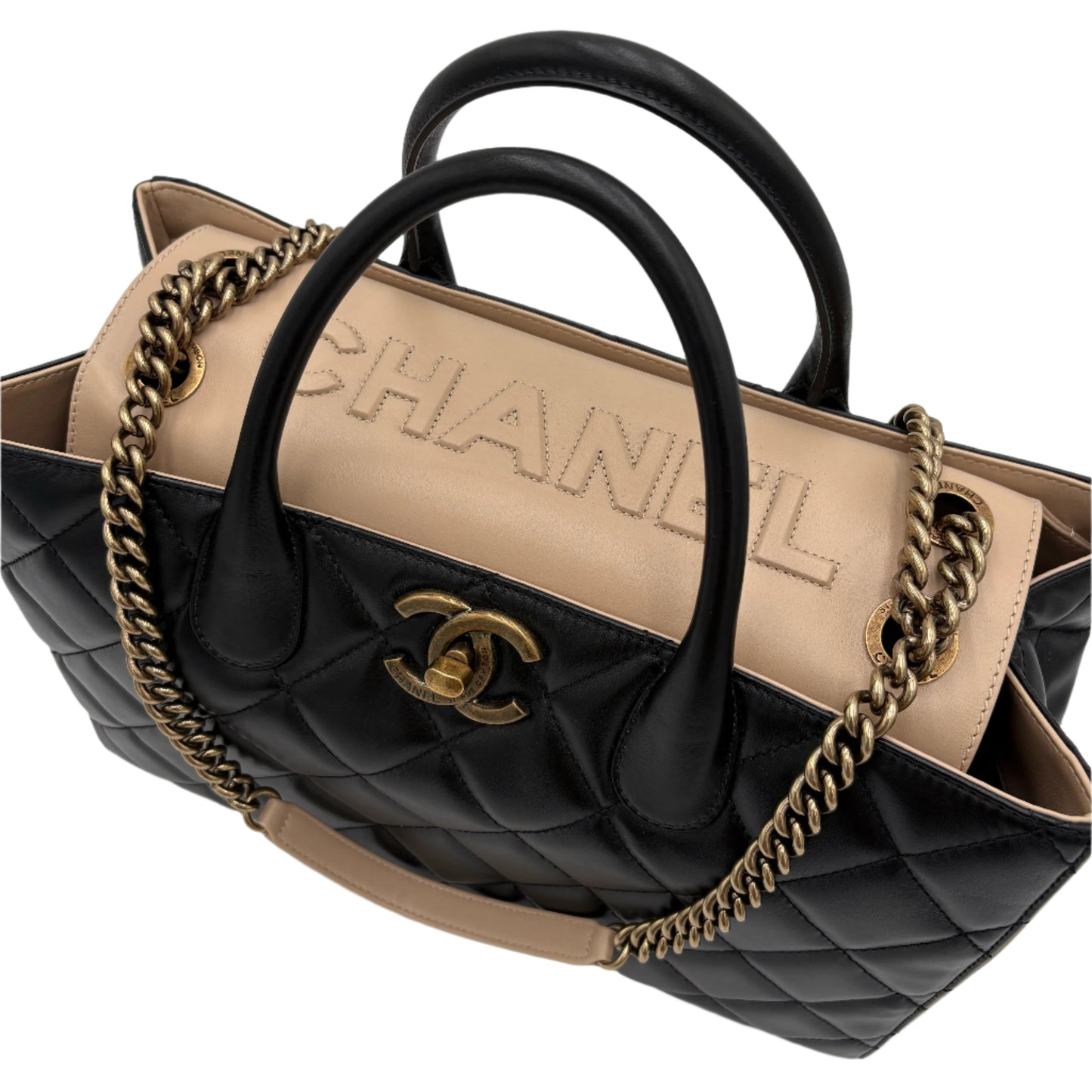 Chanel Portobello Logo Tote Quilted Lambskin Large
