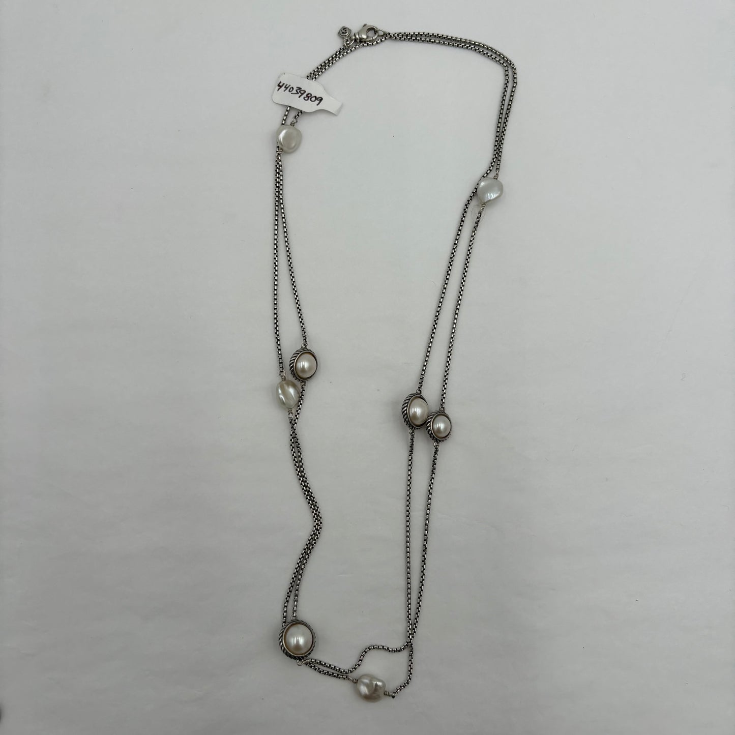 David Yurman Sterling Pearl Station Necklace