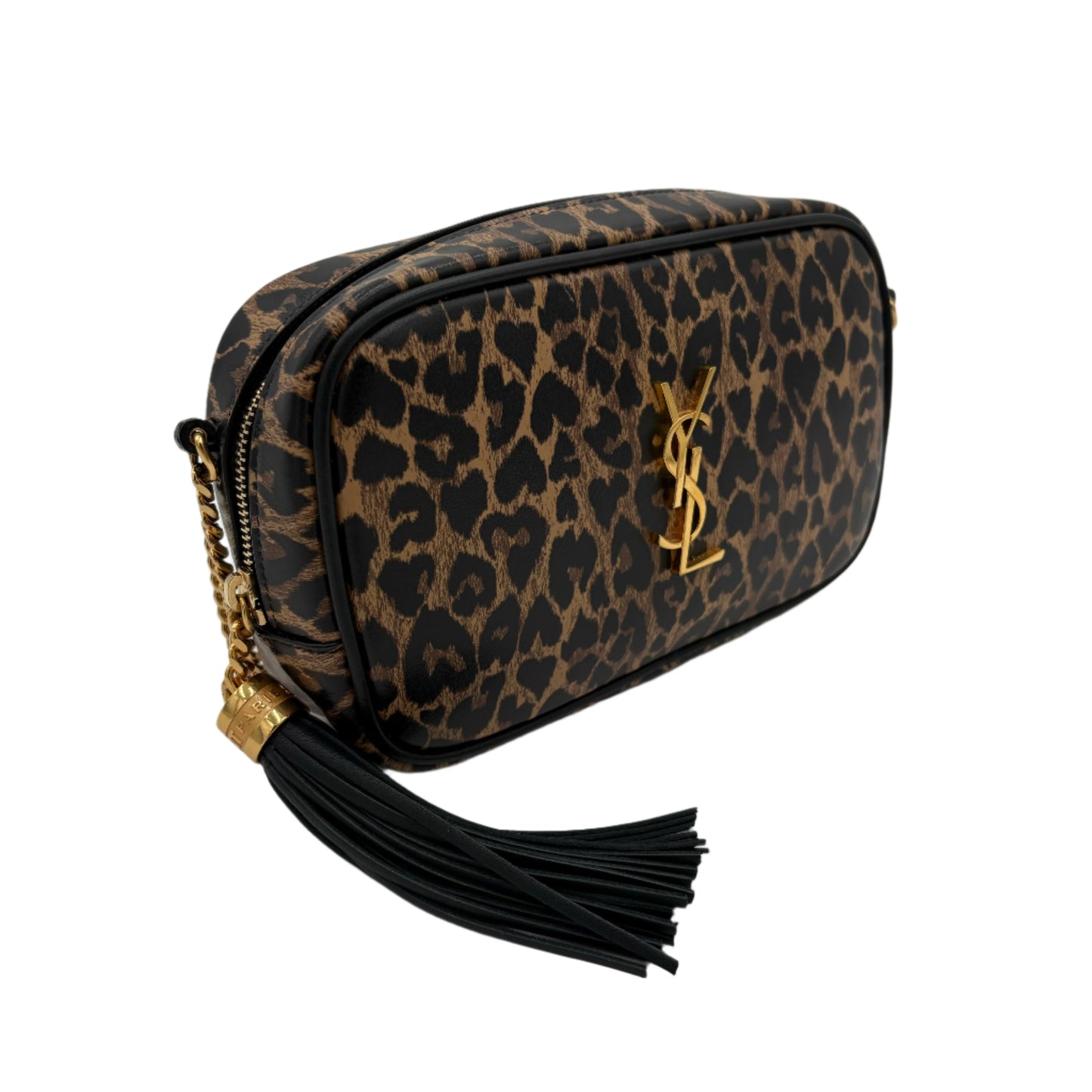 Saint Laurent 2020 Heart Leopard Print Mini Lou Camera Bag