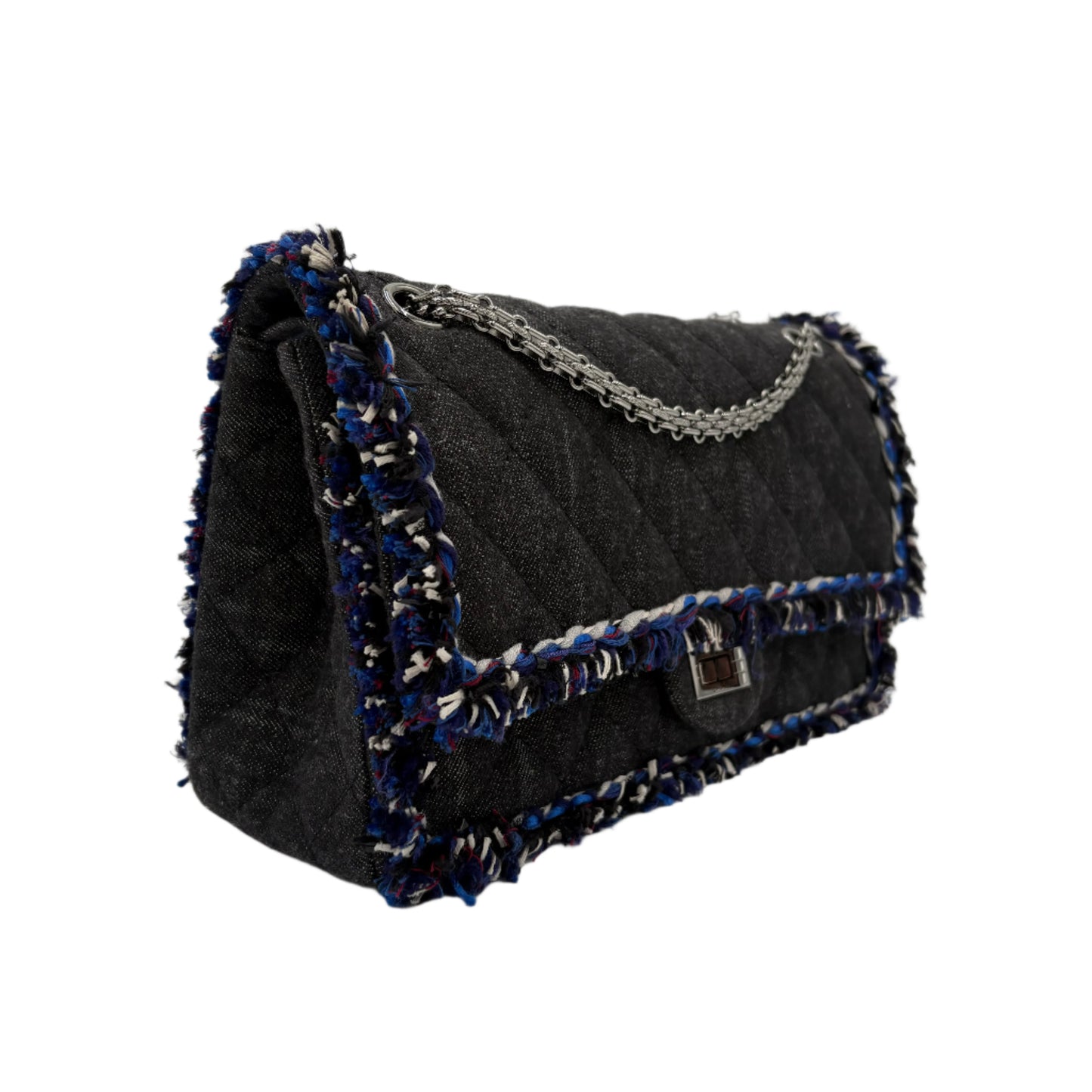 2017 Chanel Reissue 2.55 Denim and Fringe Double Flap Bag