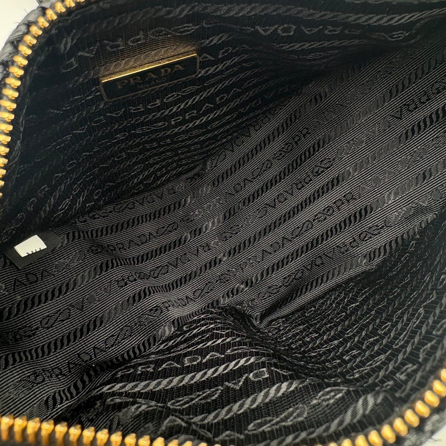 Prada Triangle Crochet Shoulder Bag Black
