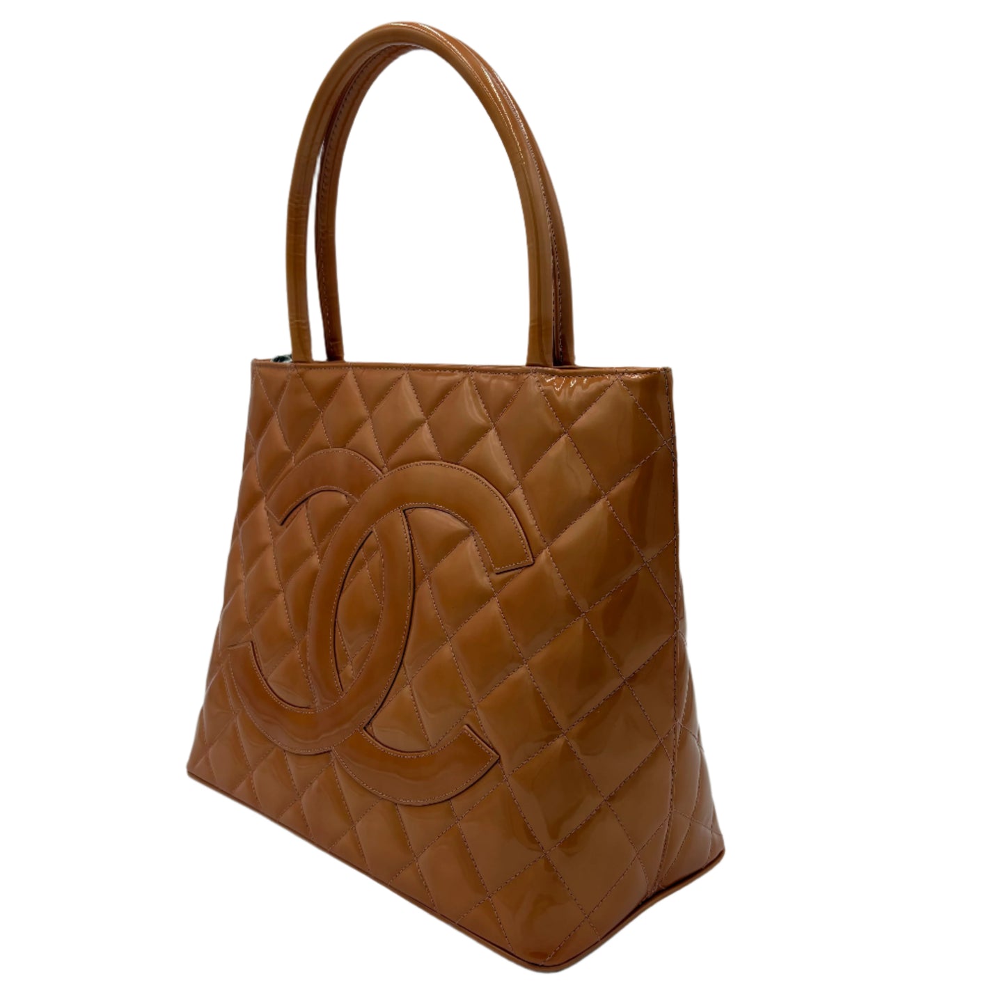 '00-02 Chanel Medallion Tote Patent Burnt Apricot