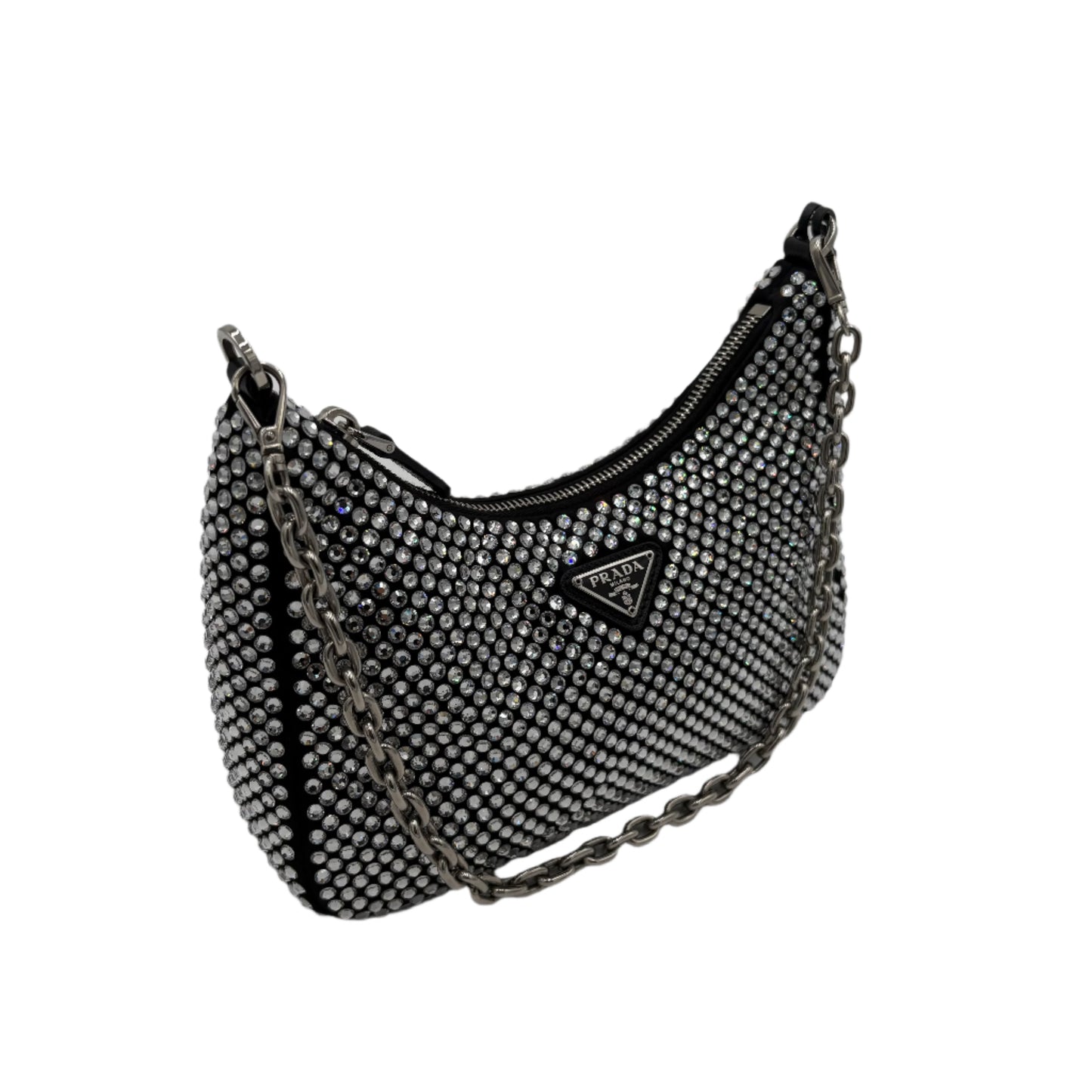 Prada Re-Edition 2005 Crystal Black Silk Crossbody