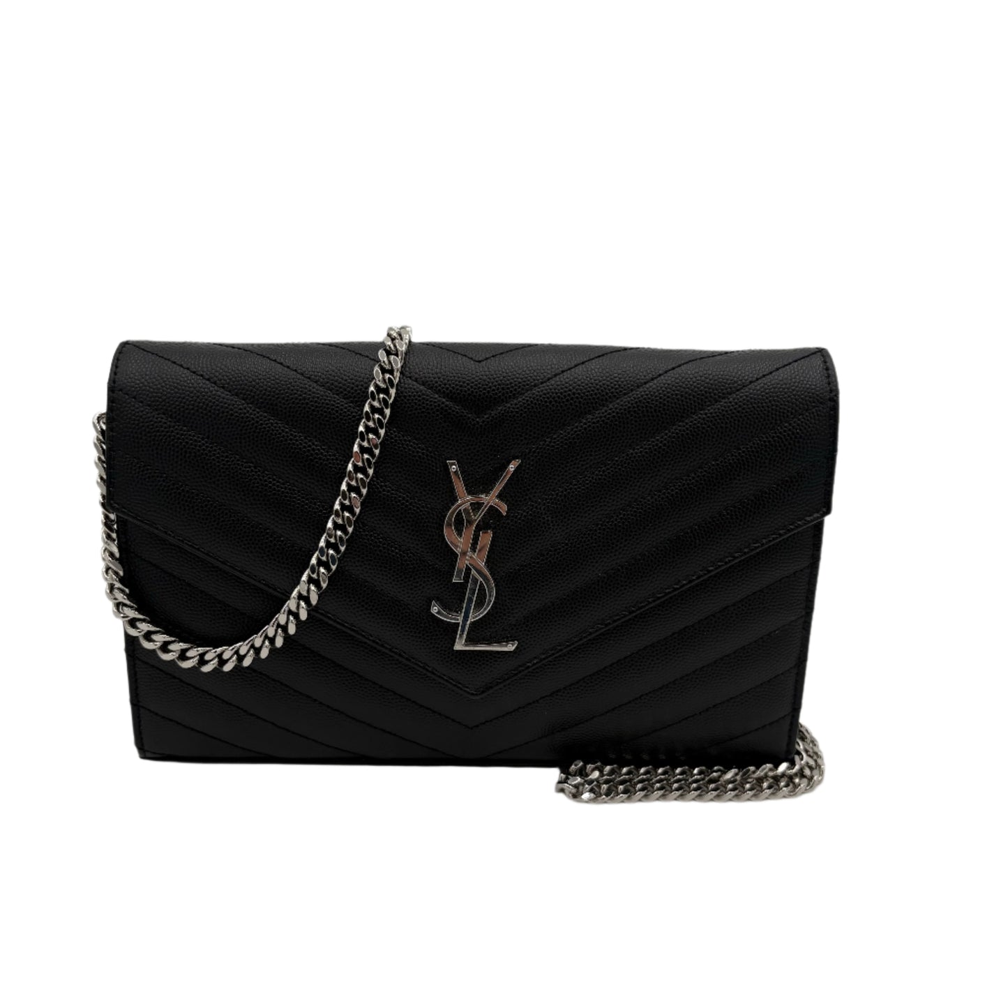Saint Laurent Matelasse Leather Wallet On Chain