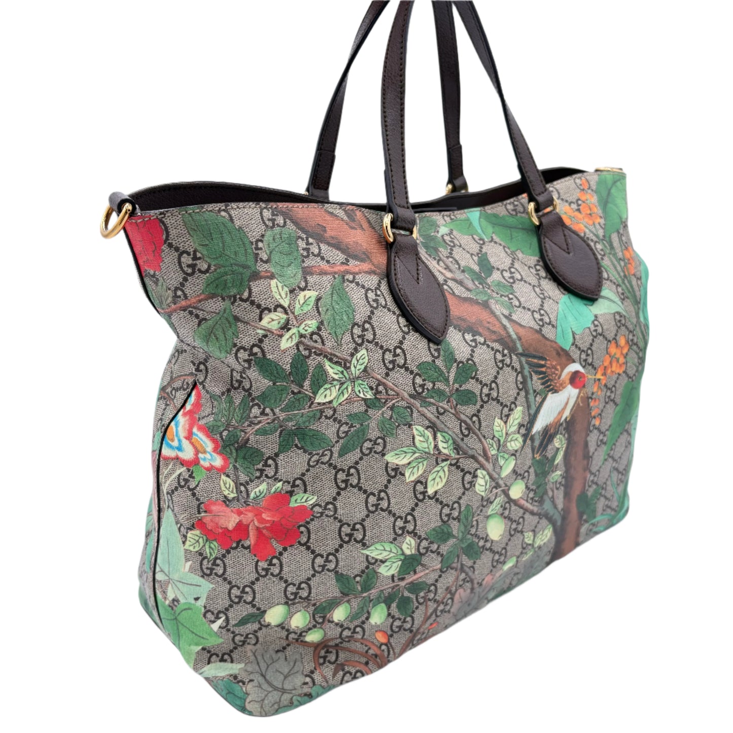 Gucci GG 2 Way Soft Tote Tian Print Canvas Medium