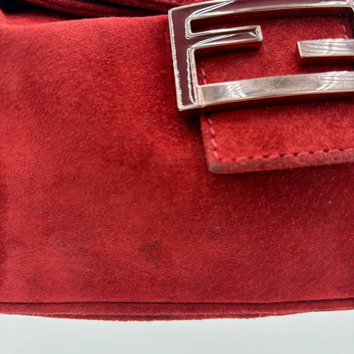 Fendi Suede Flap Baguette Rust