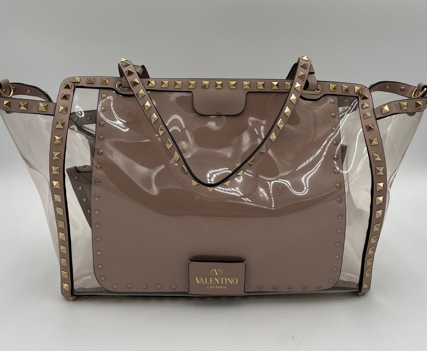Valentino Rockstud Flat Pouch-Blush Taupe : Large