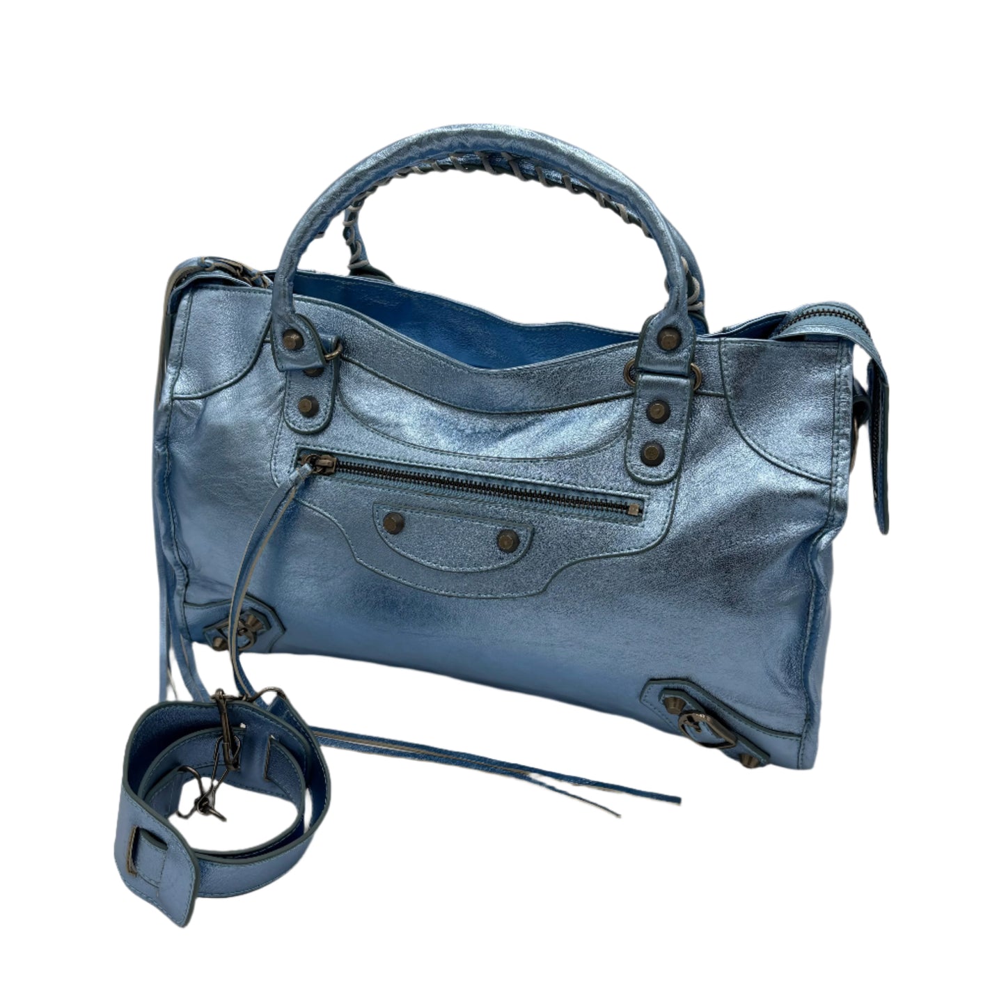 Balenciaga Giant 12 City Bag - Metallic Blue