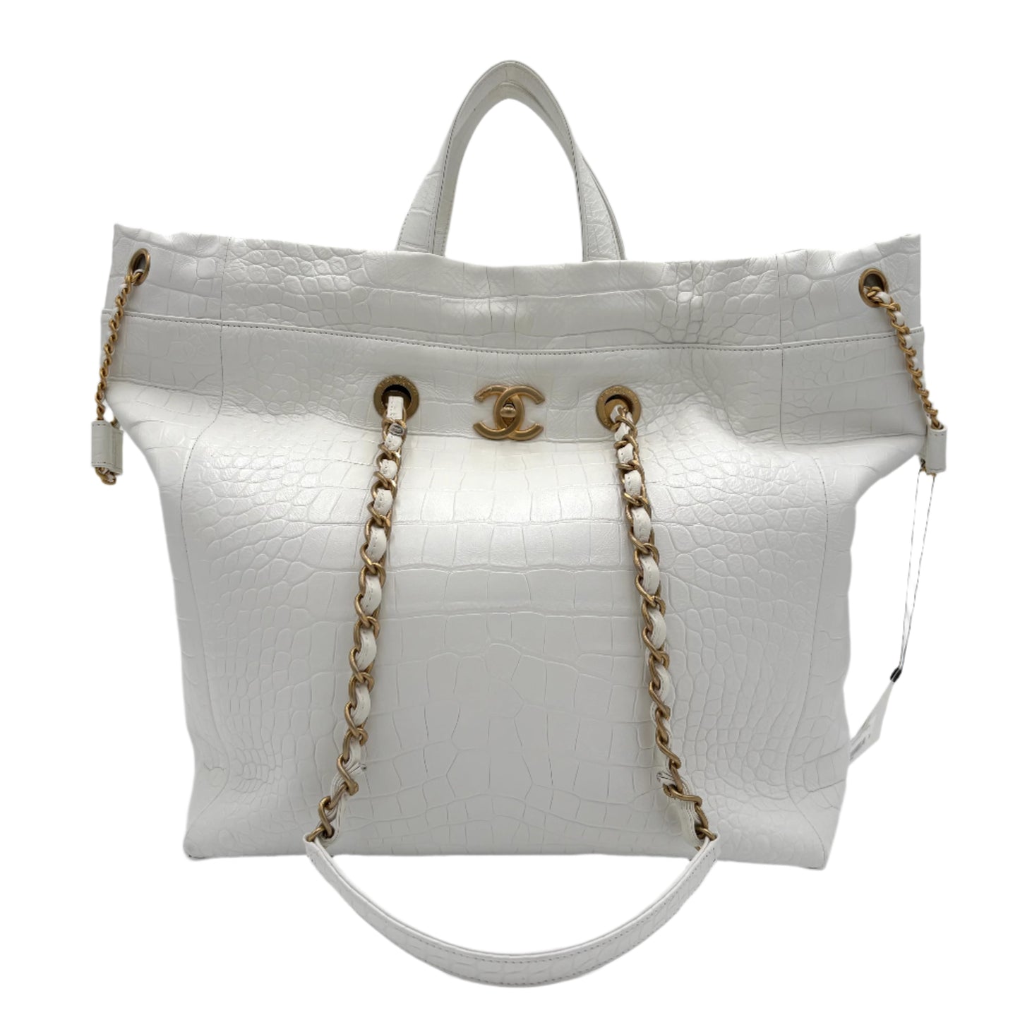 2019 Chanel Crocodile Embossed Large Tote: White