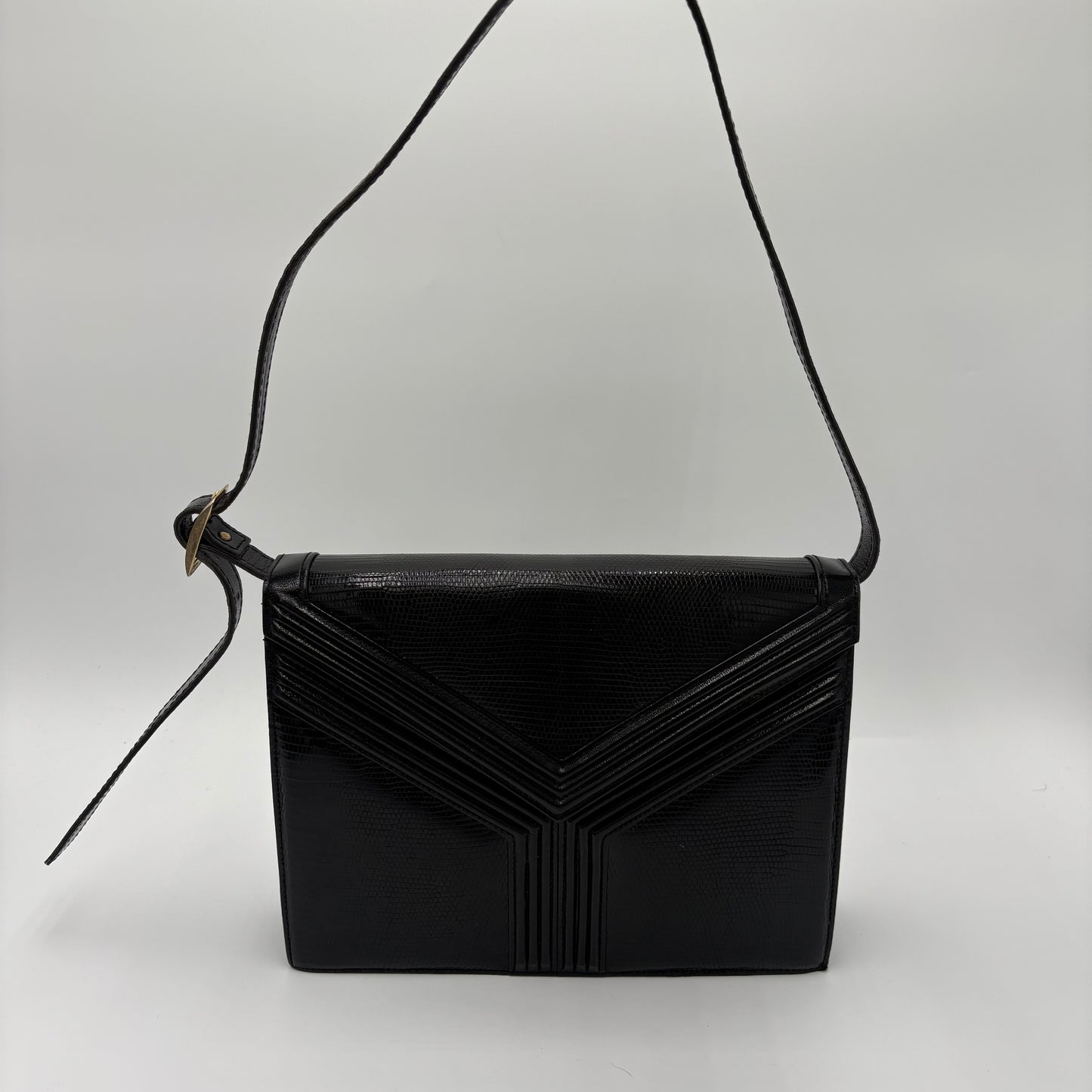 YLS Yves Saint Laurent Black Lizard Bag
