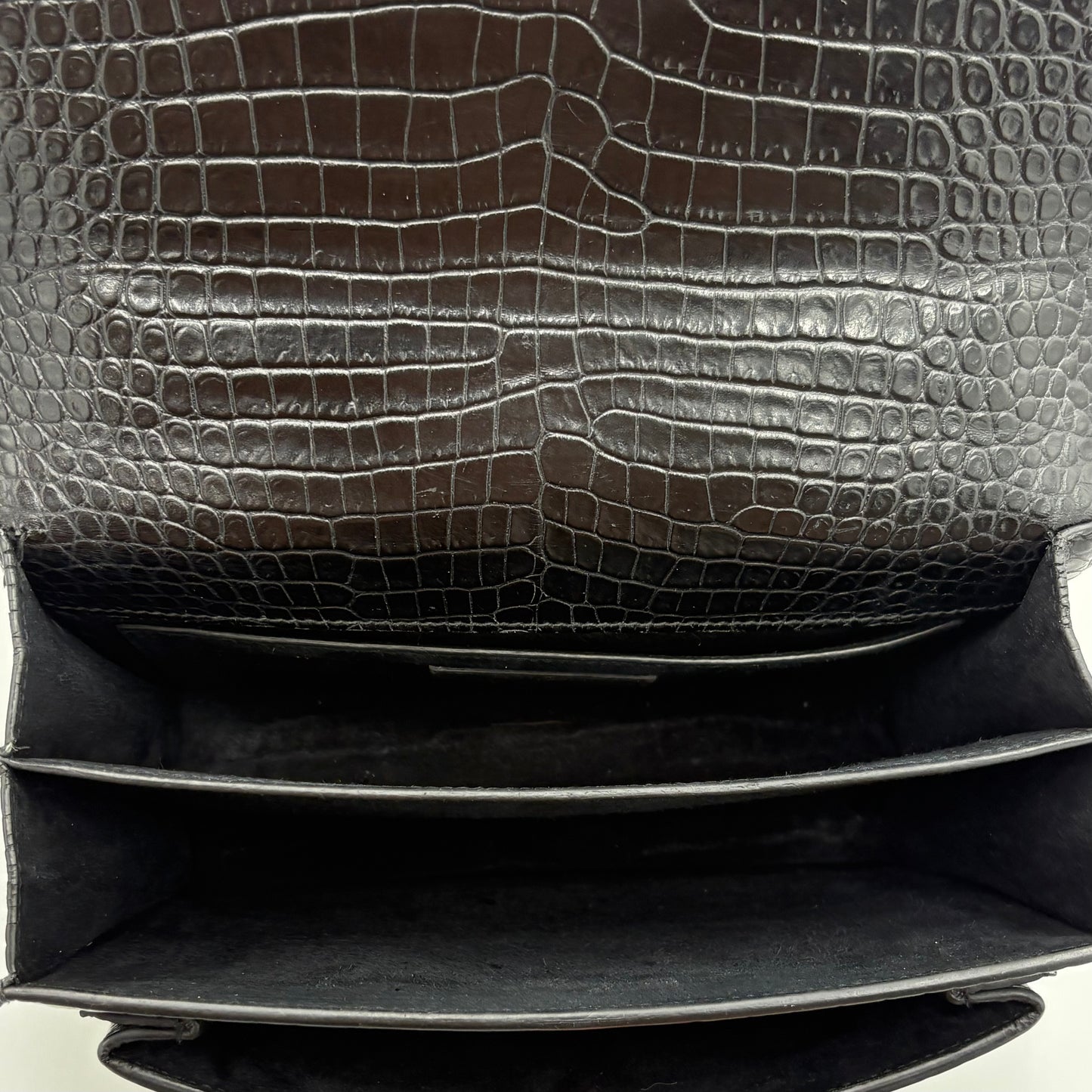 Saint Laurent Sunset Medium Croc-Embossed Crossbody Bag
