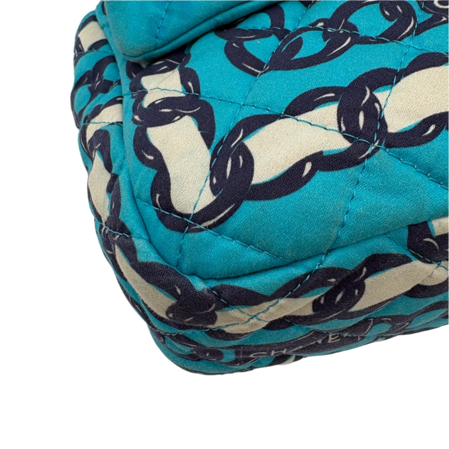 Chanel Silk Chain Printed Flap-Blue : Medium