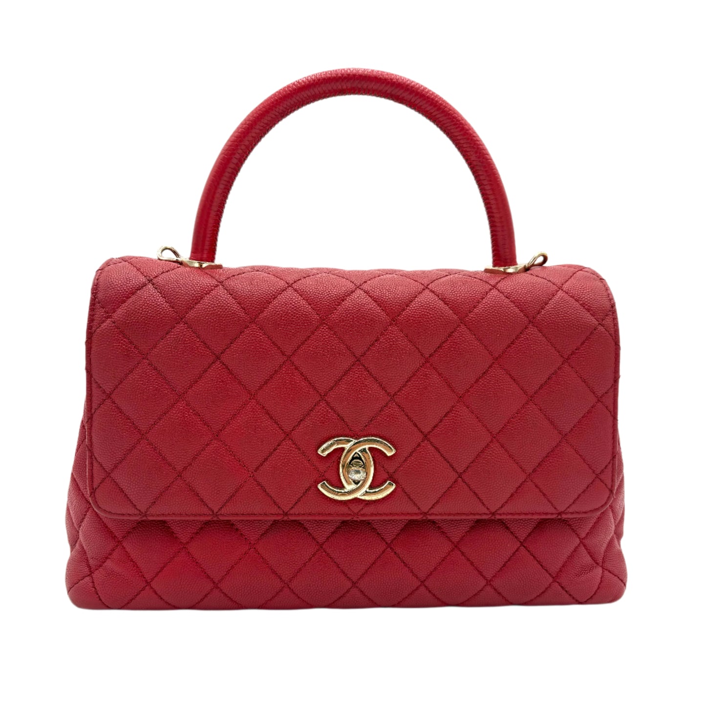 Chanel Coco Top Handle Small Lizard Trim Flap Bag