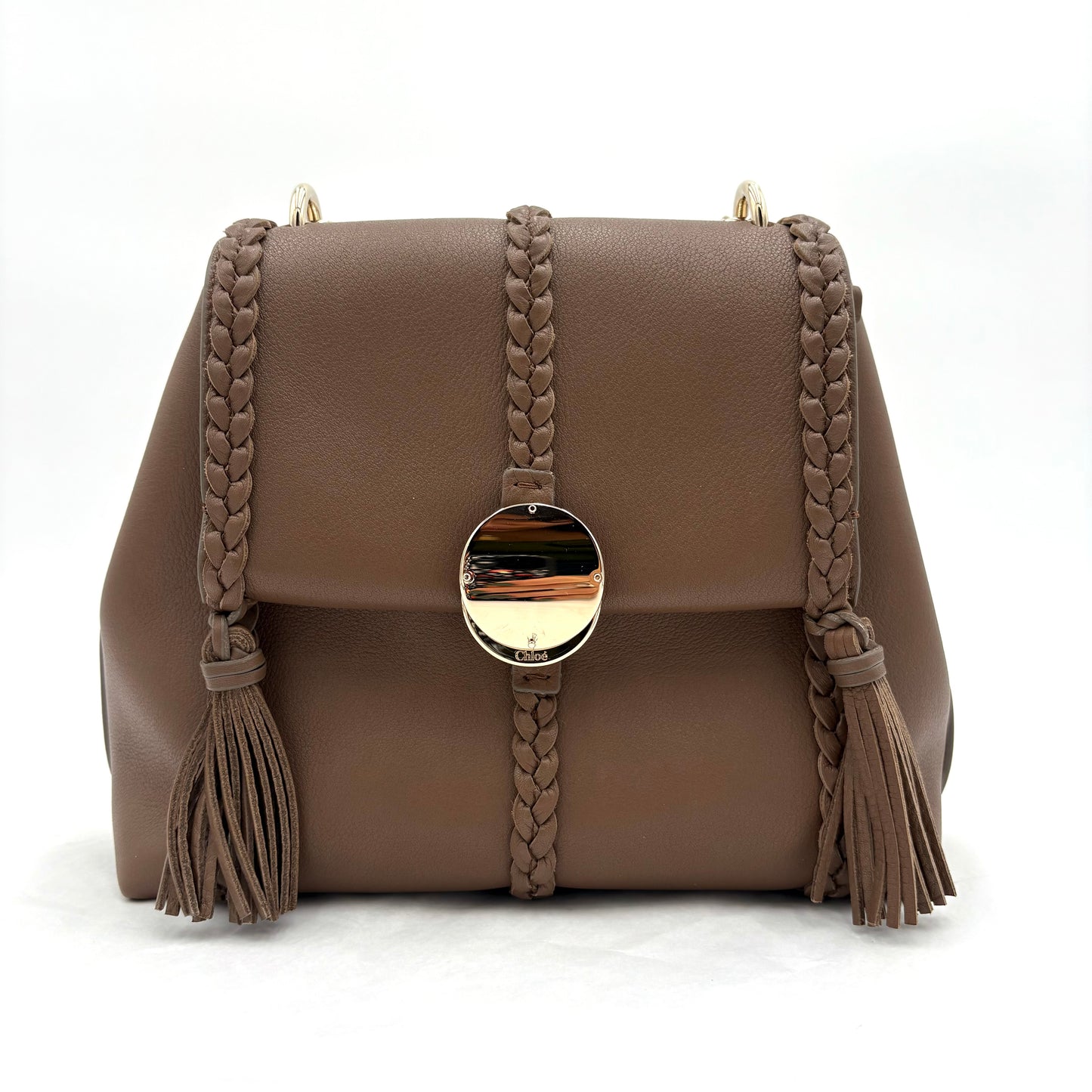Chloe Penelope Leather Tote Bag Top Handle Brown
