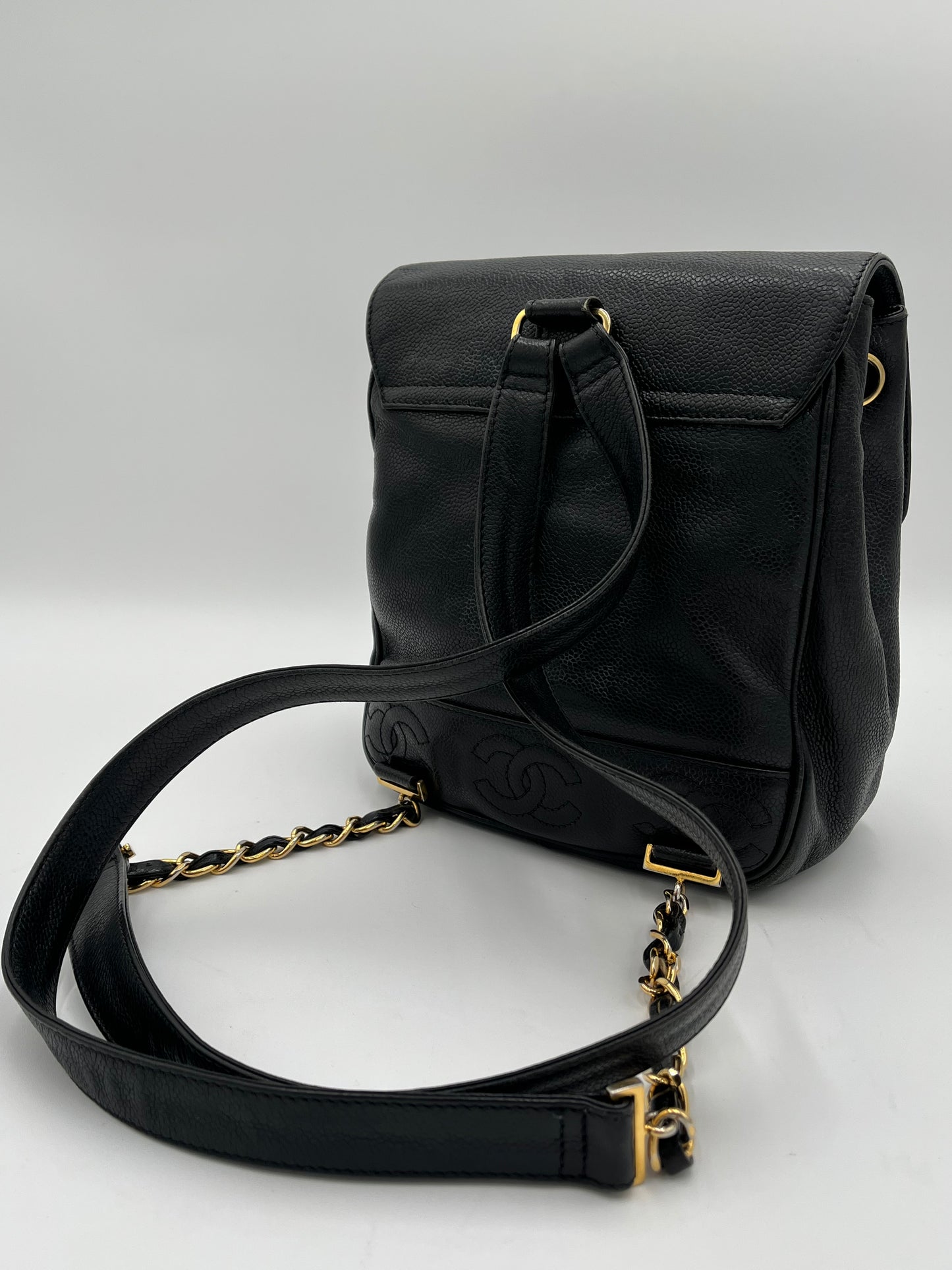94-96 Chanel Triple CC Backpack-Black Caviar