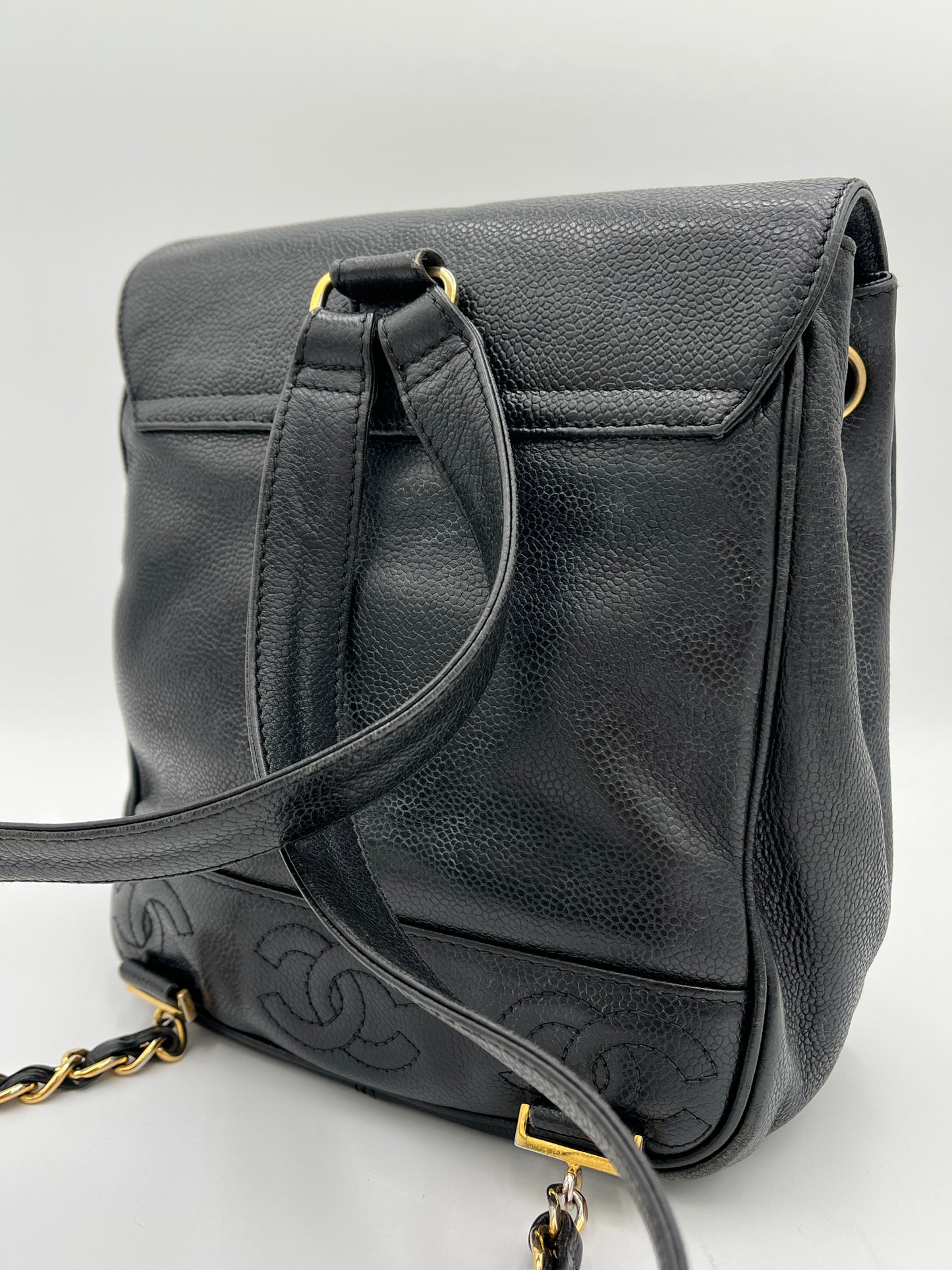 94-96 Chanel Triple CC Backpack-Black Caviar