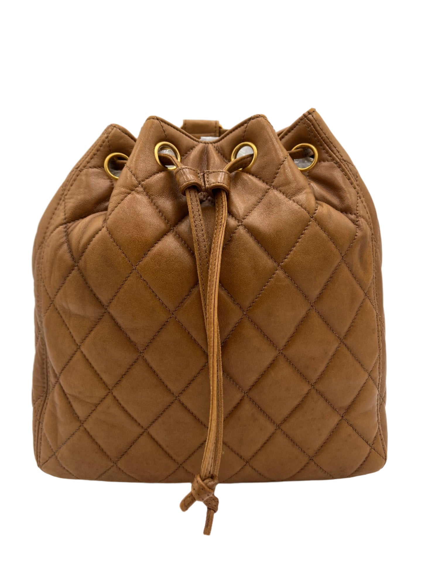 1996 Chanel Quilted Drawstring-Tan