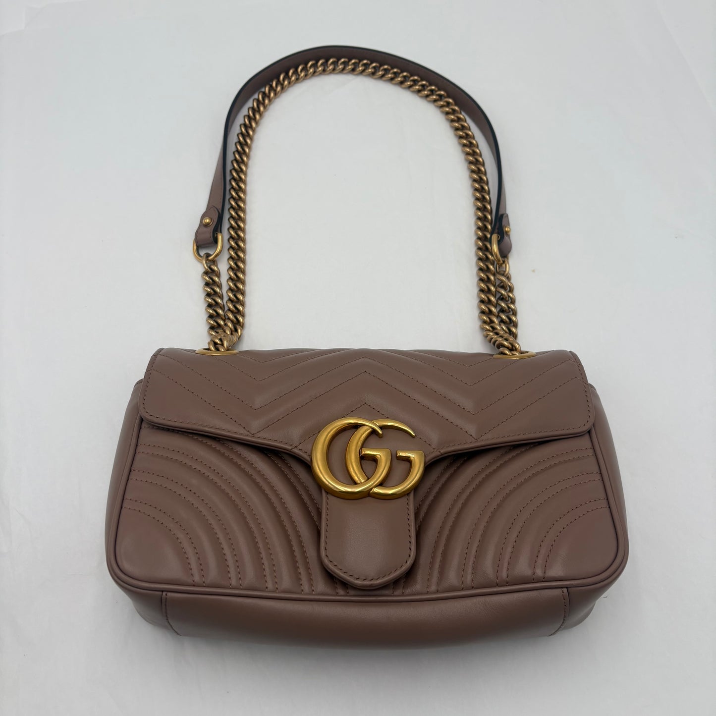 Gucci Marmont Chain/Leather Bag Beige