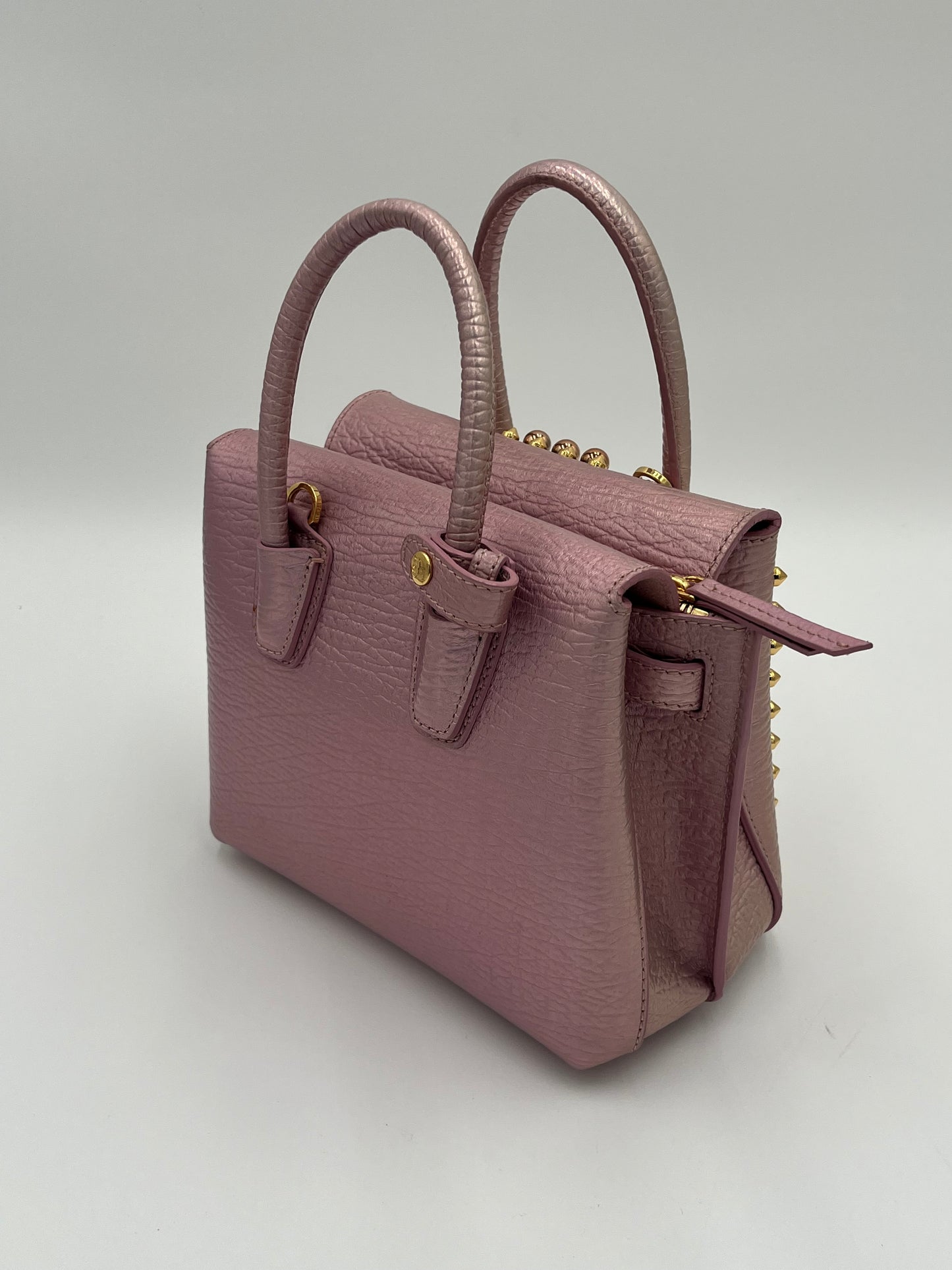 MCM Milla Pearl Studs Mini Tote-Pink