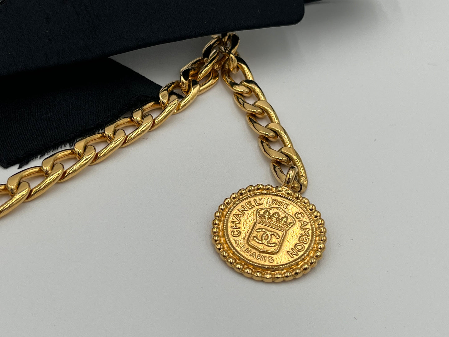 Vintage Chanel Satin Bow Belt w/Chain