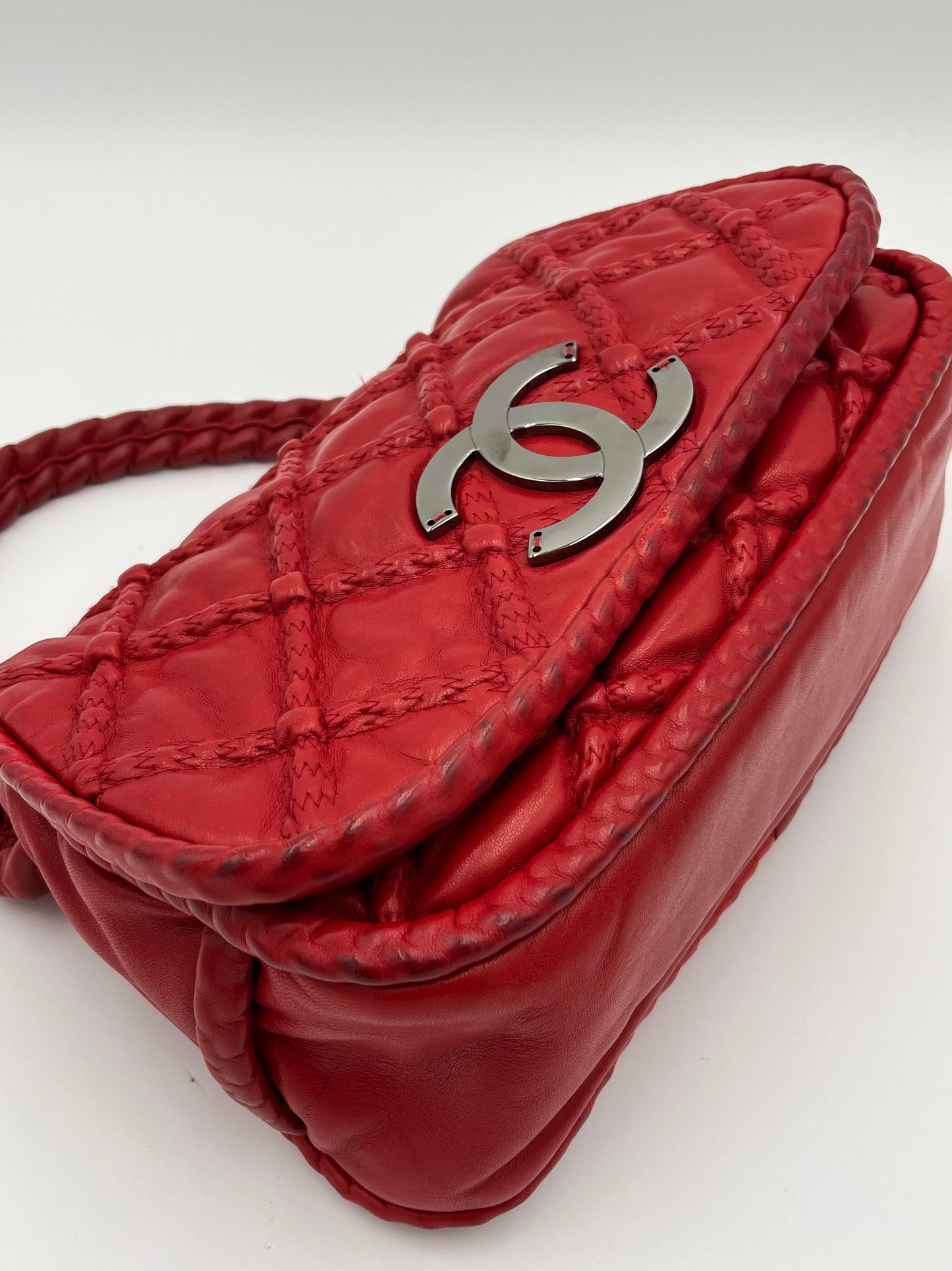 Chanel Hidden Chain Flap Bag-Red